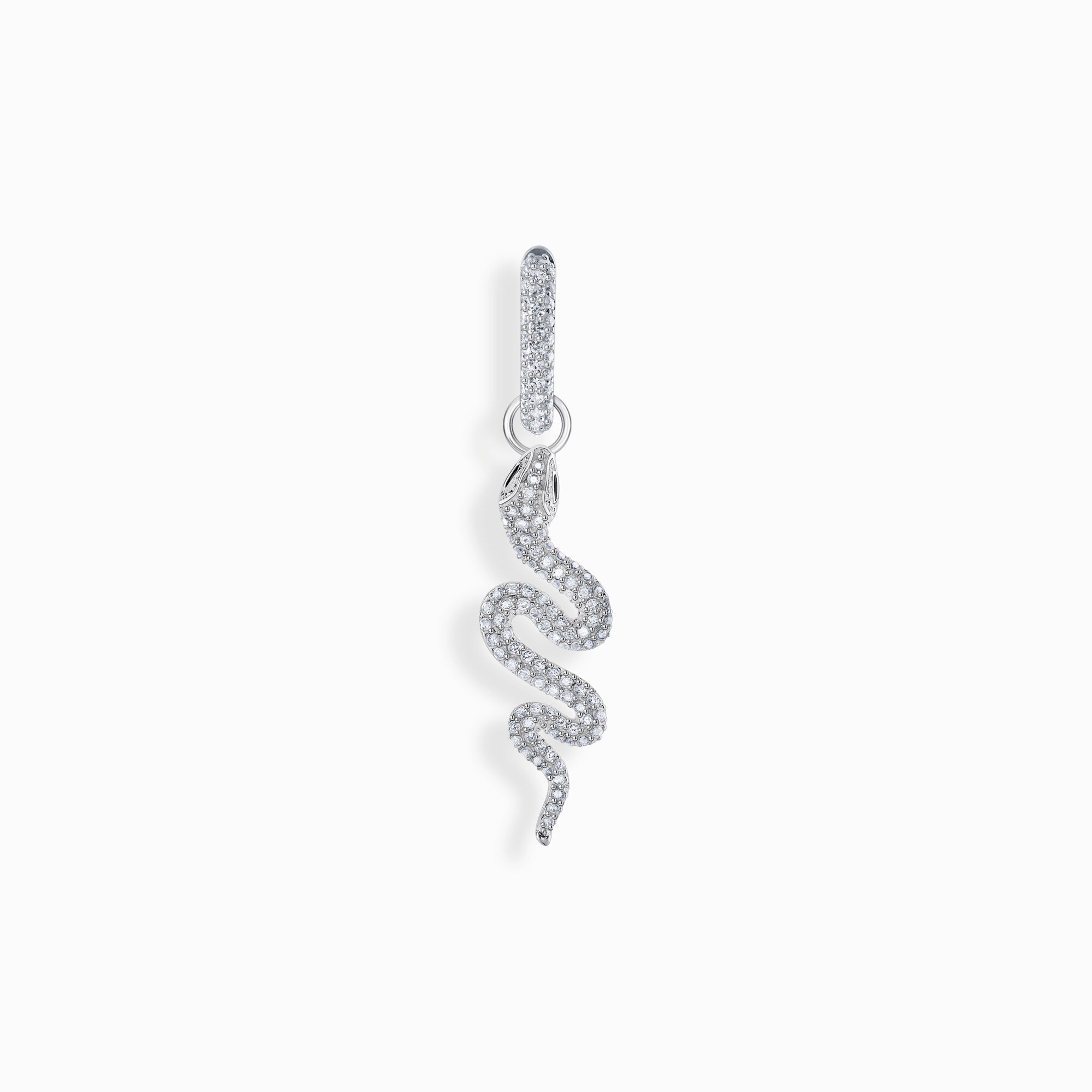 Silver snake single hoop earring with whire stones from the  collection in the THOMAS SABO online store