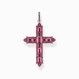 Silver blackened cross pendant with ruby red stones from the  collection in the THOMAS SABO online store