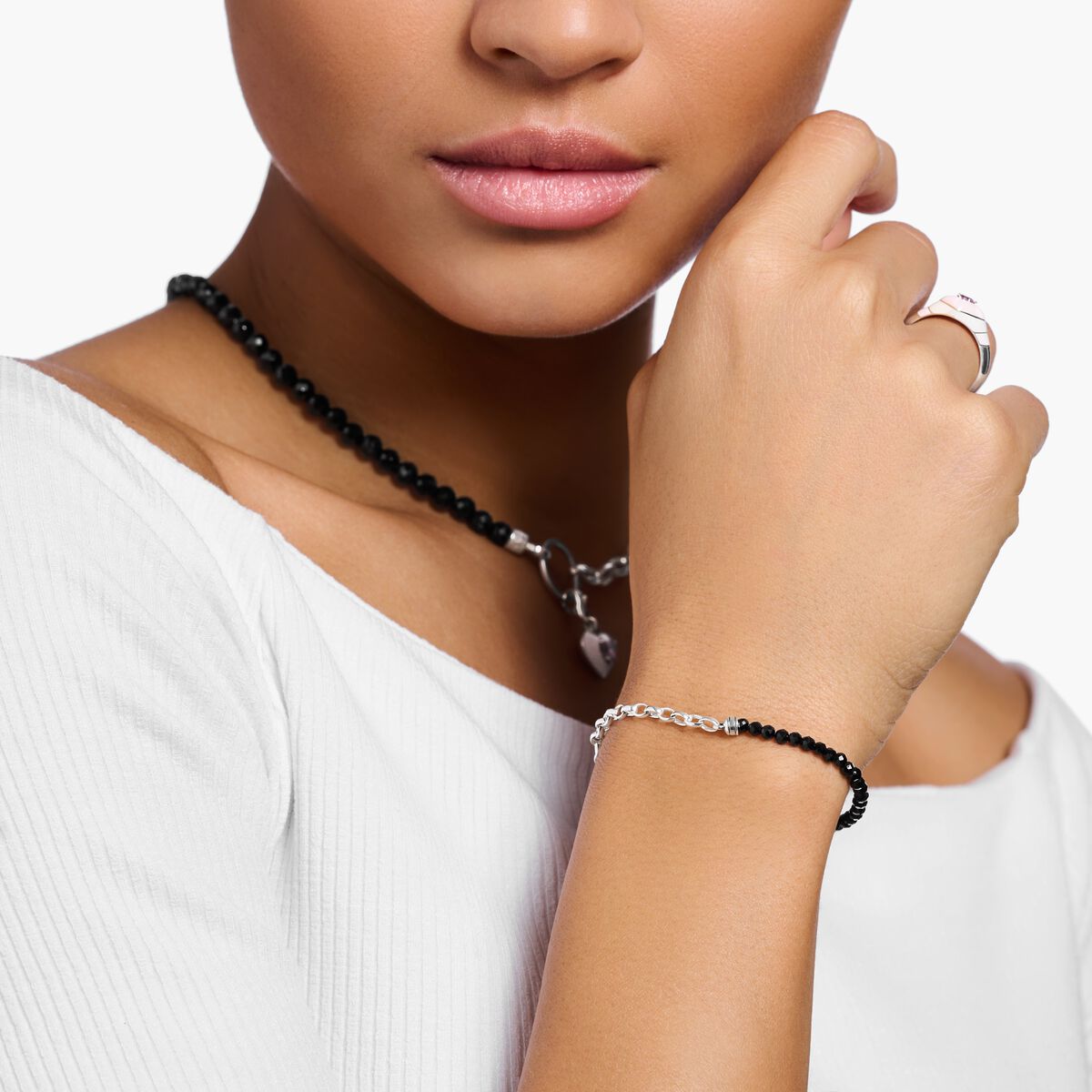 THOMAS bracelet beads SABO Charm | with silver onyx black