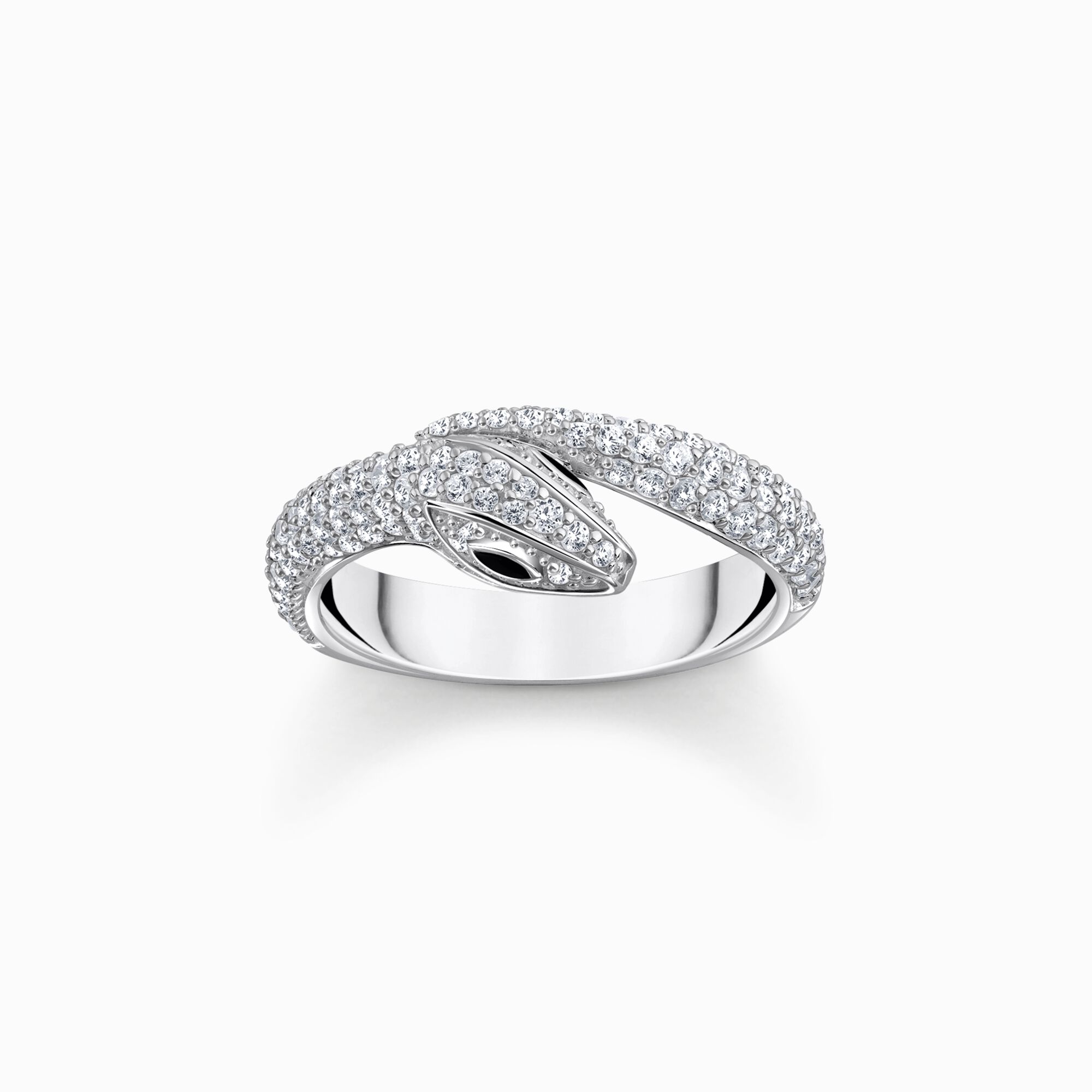 Silver snake ring with white zirconia from the  collection in the THOMAS SABO online store