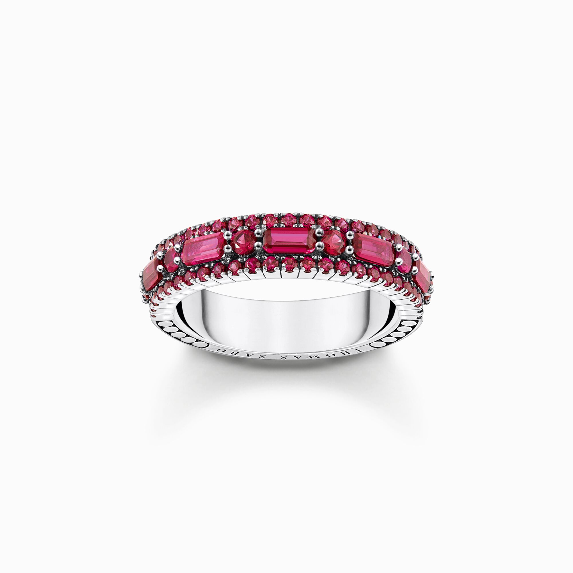 Silver blackened ring with ruby red stones from the  collection in the THOMAS SABO online store