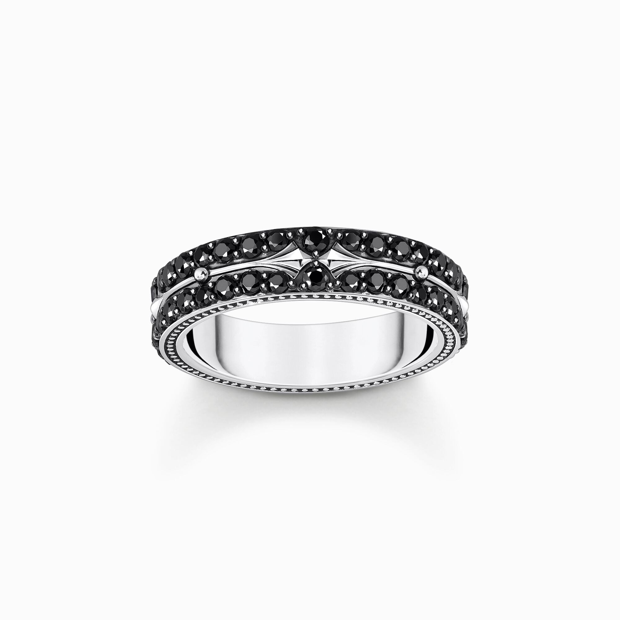 Silver blackened band ring with black zirconia from the  collection in the THOMAS SABO online store