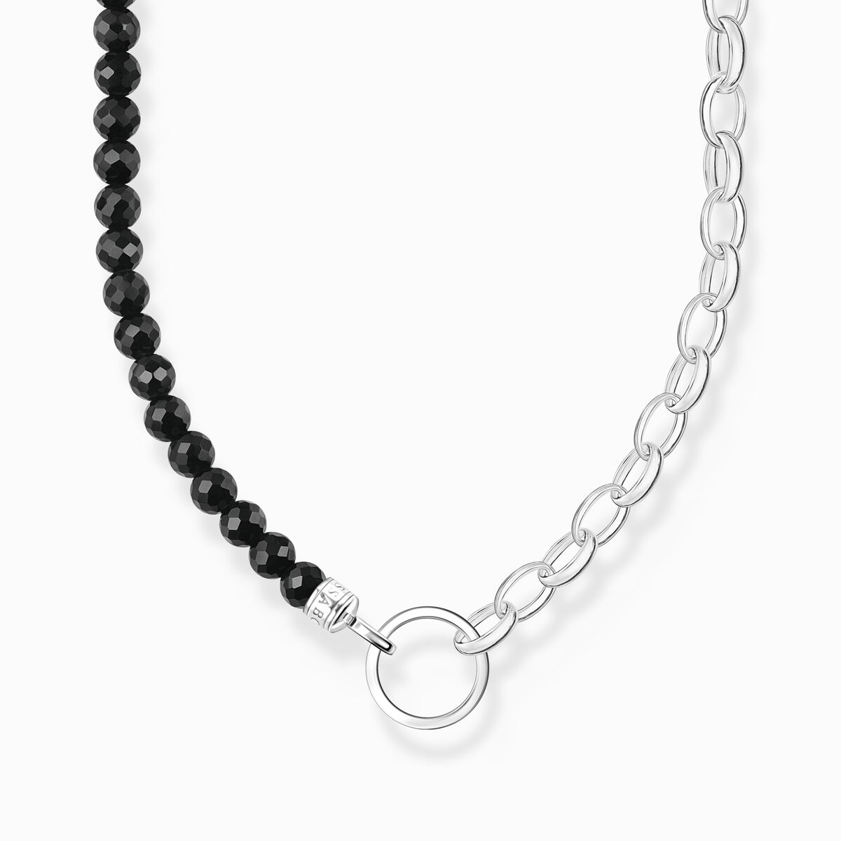 THOMAS SABO Onyx-Beads & | Charm-Kette, Silber