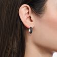 Silver small, wide hoop earrings with black zirconia from the  collection in the THOMAS SABO online store