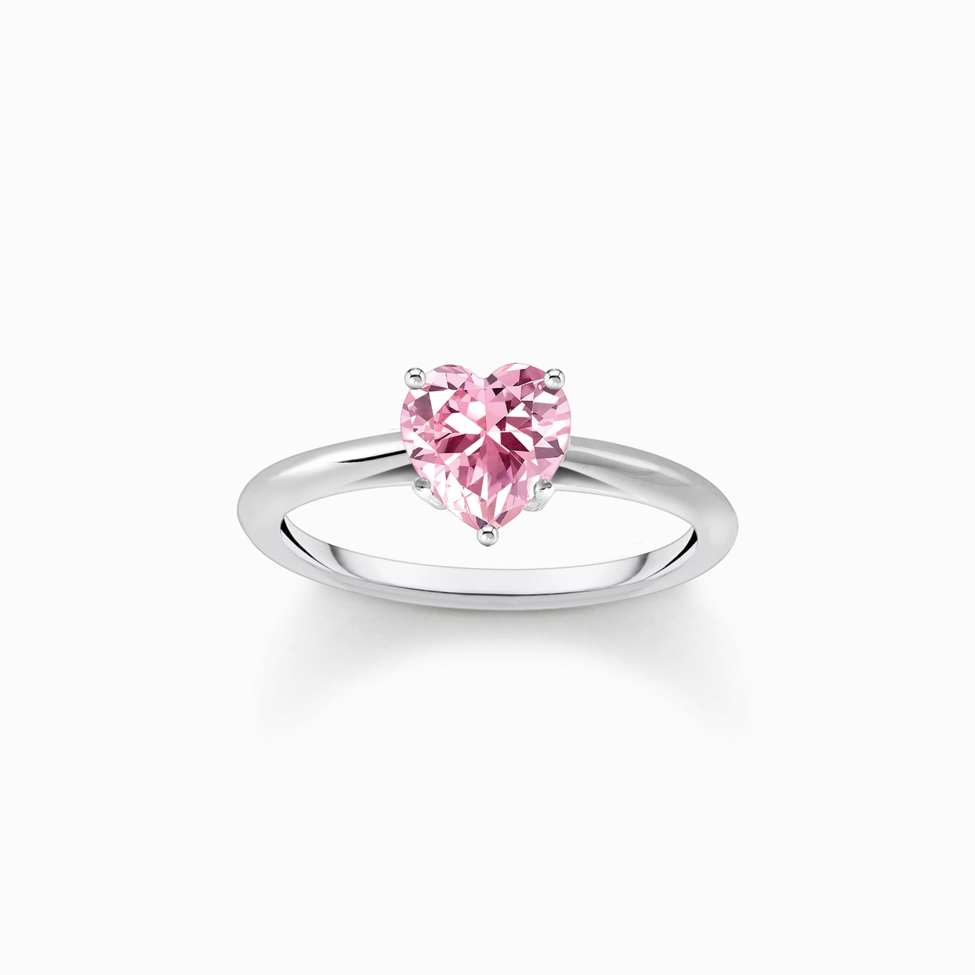 Silver ring with pink, heart-shaped zirconia from the  collection in the THOMAS SABO online store