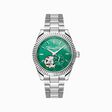 Silver automatic watch with 36 mm and emerald green dial from the  collection in the THOMAS SABO online store