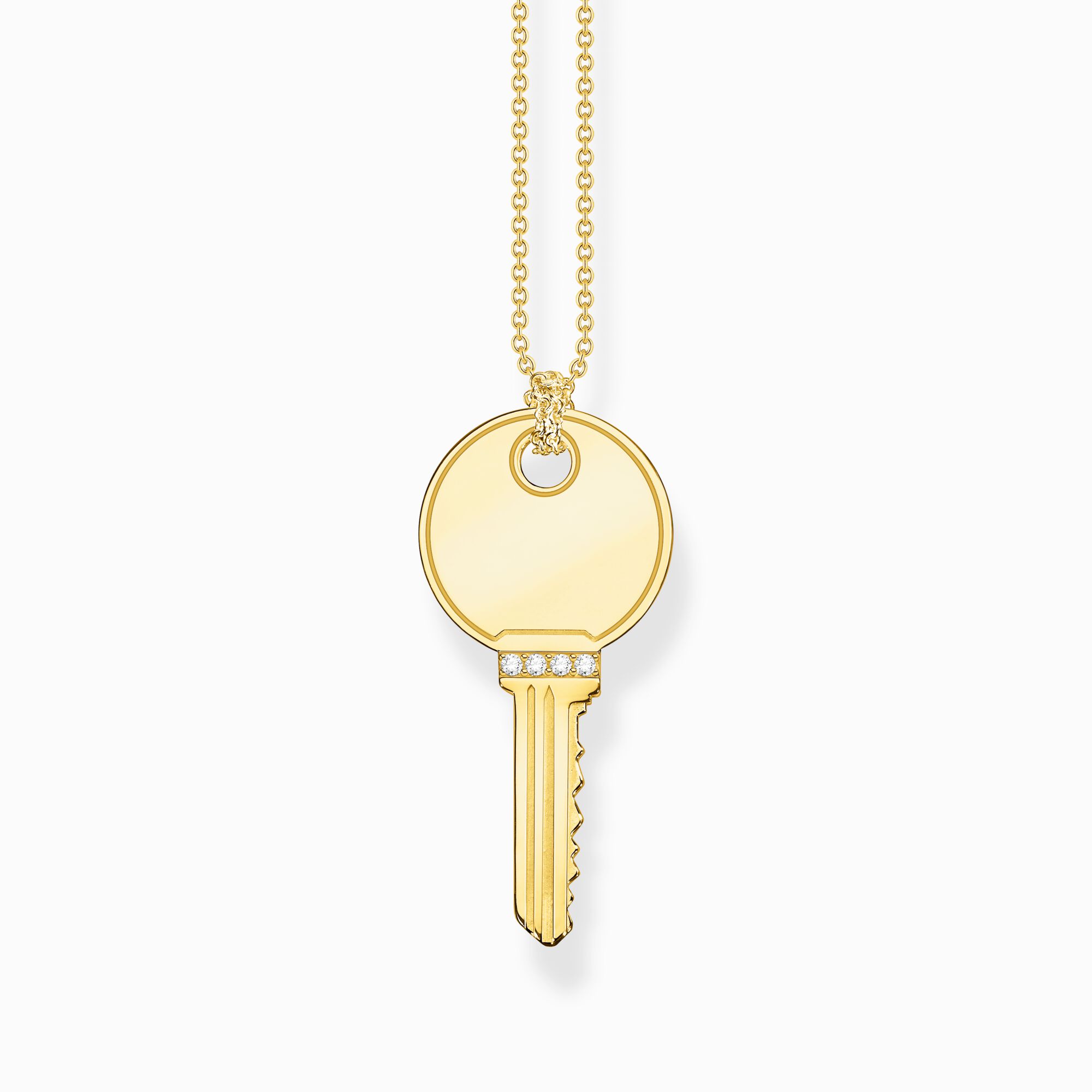 Kette mit Schlüssel: vergoldet, gravierbar Zirkonia, – SABO THOMAS
