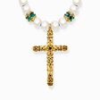 Gold-plated necklace made of different beads with cross pendant from the  collection in the THOMAS SABO online store