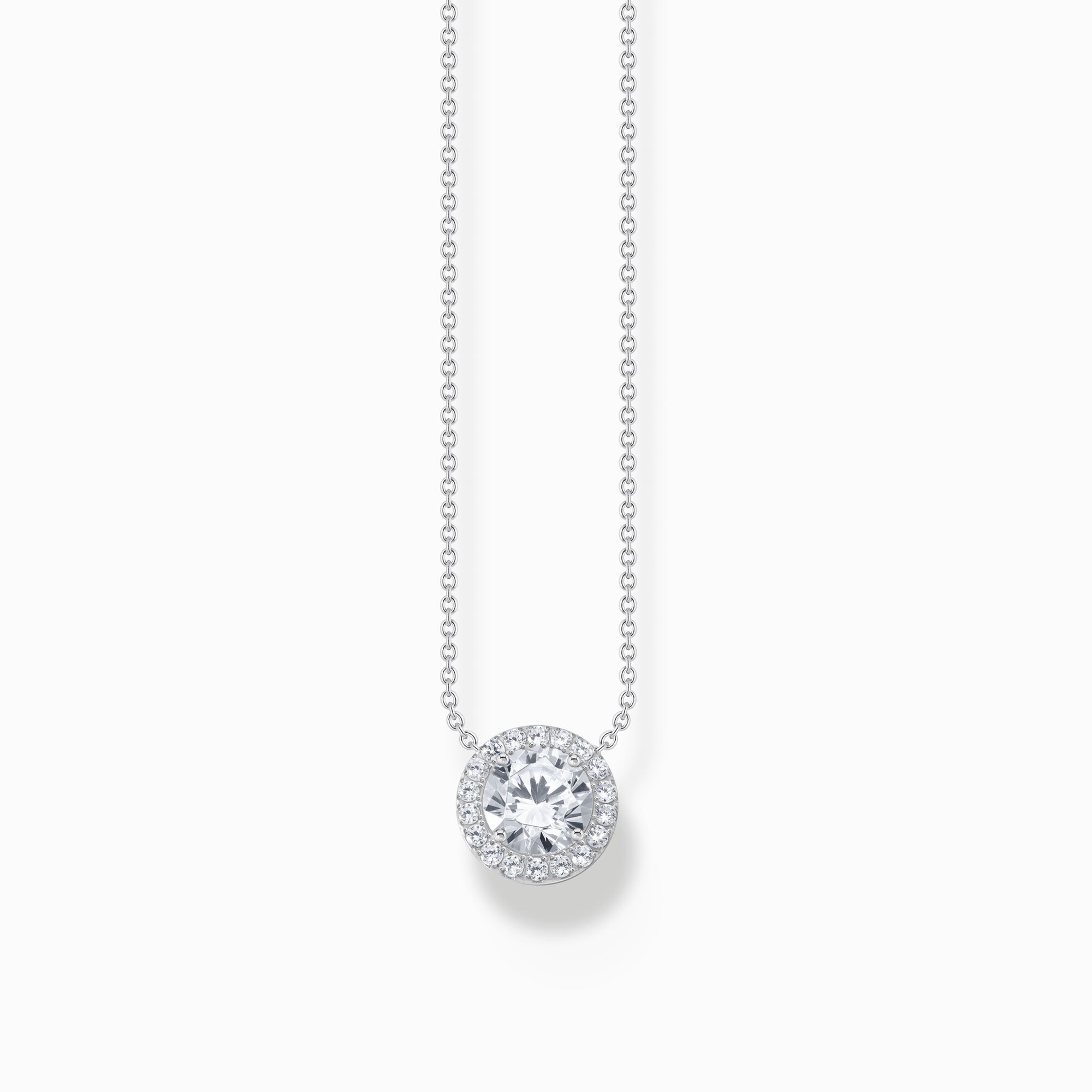 Silver necklace with halo pedant with white zirconia from the  collection in the THOMAS SABO online store