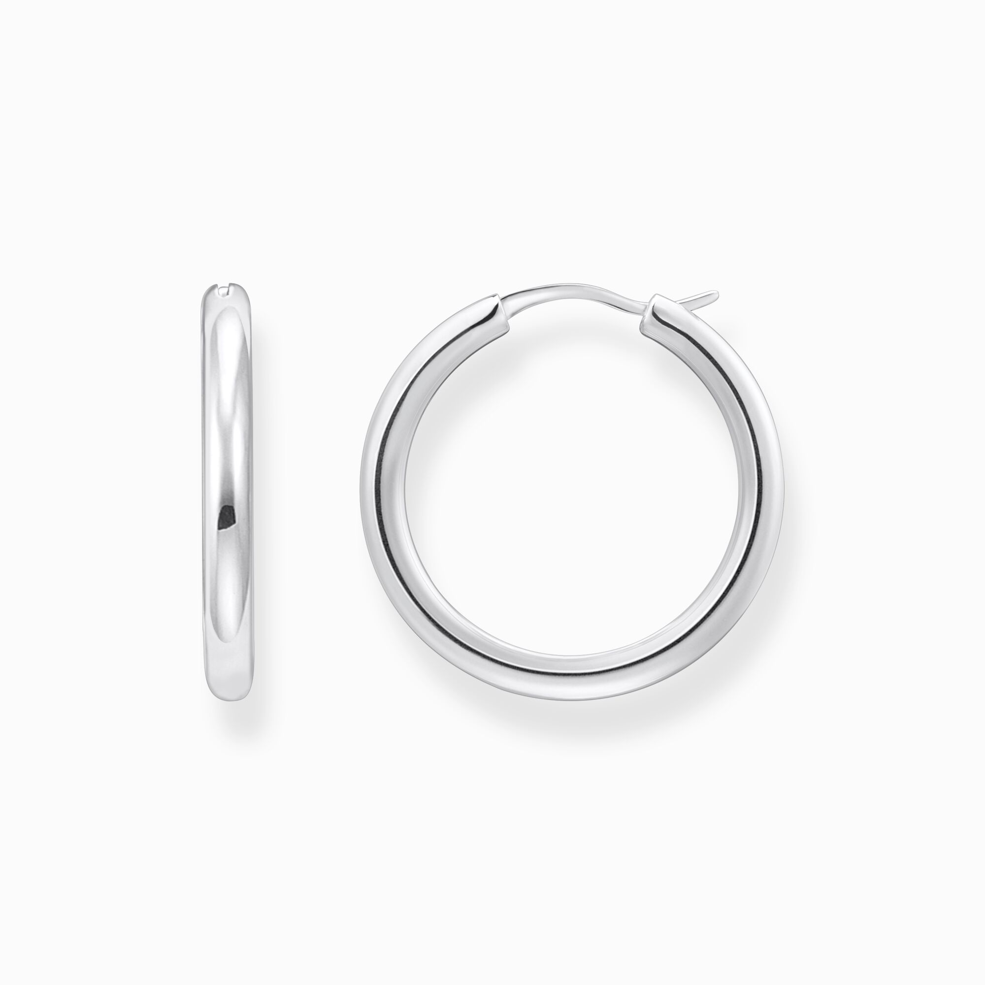 Silver classic hoop earrings in wider shape from the  collection in the THOMAS SABO online store