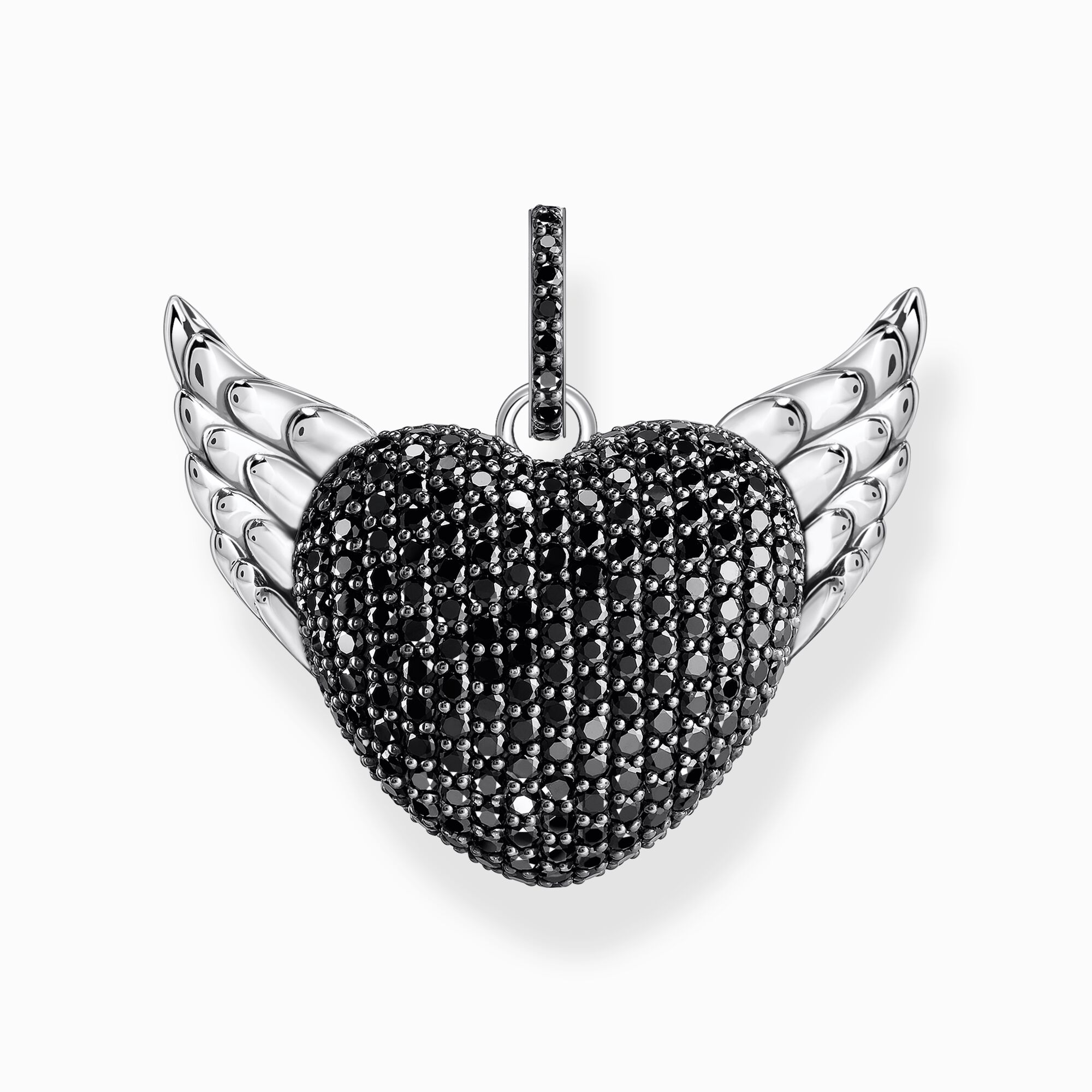 Silver blackened heart pendant with wings and black zirconia from the  collection in the THOMAS SABO online store