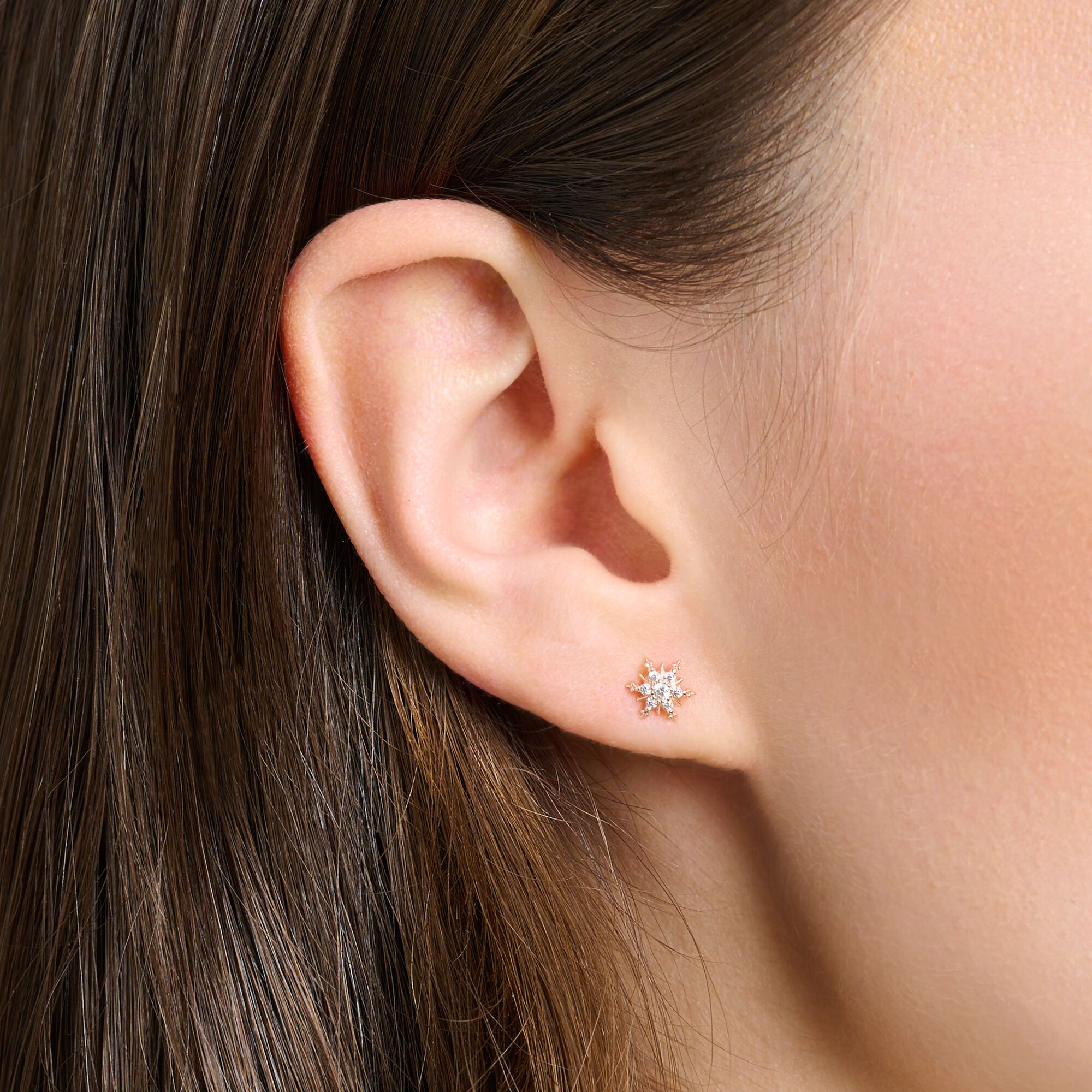 Single stud earring: snowflake, rosé plating | SABO THOMAS