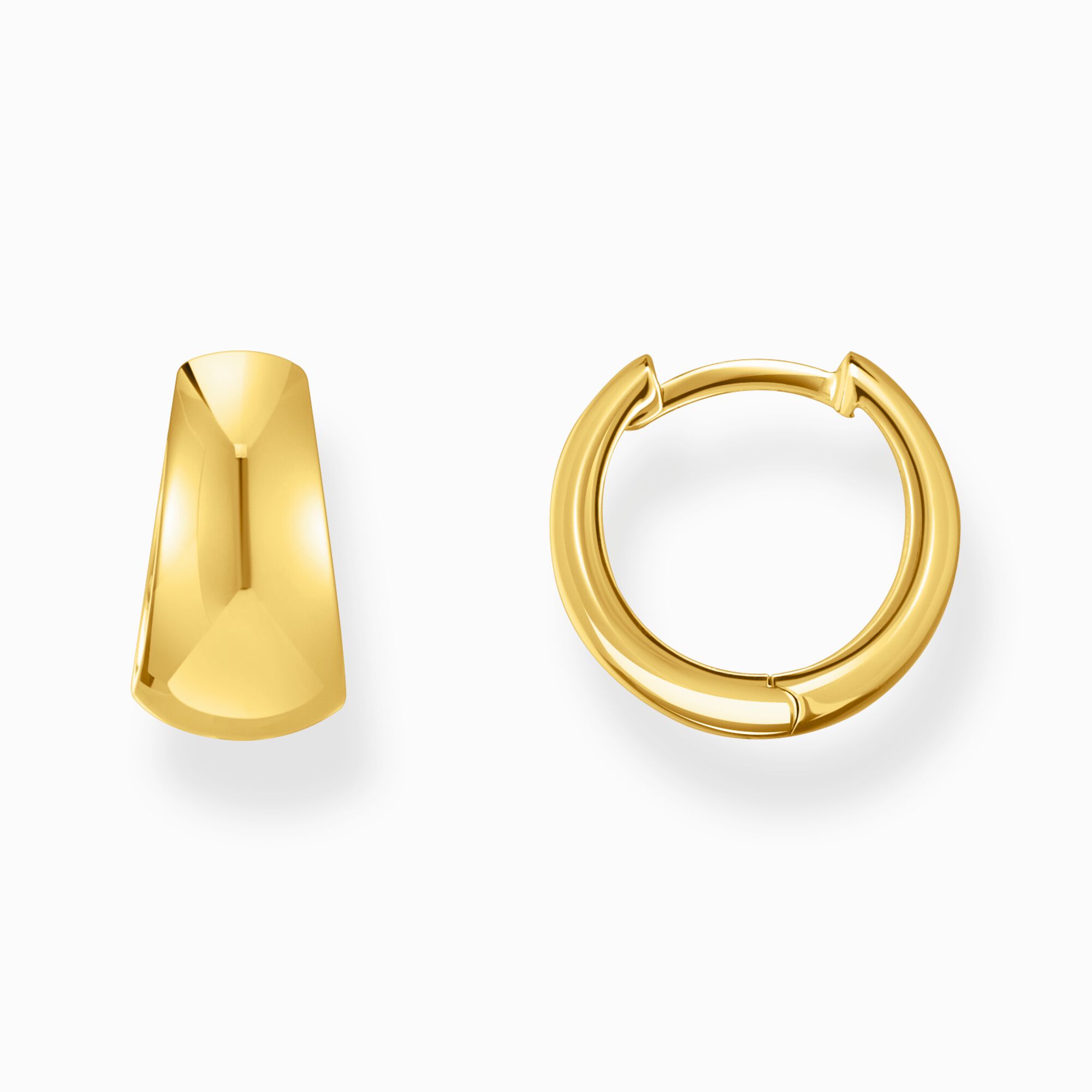 Gold-plated classic hoop earrings in chunky, trapezoidal shape from the  collection in the THOMAS SABO online store