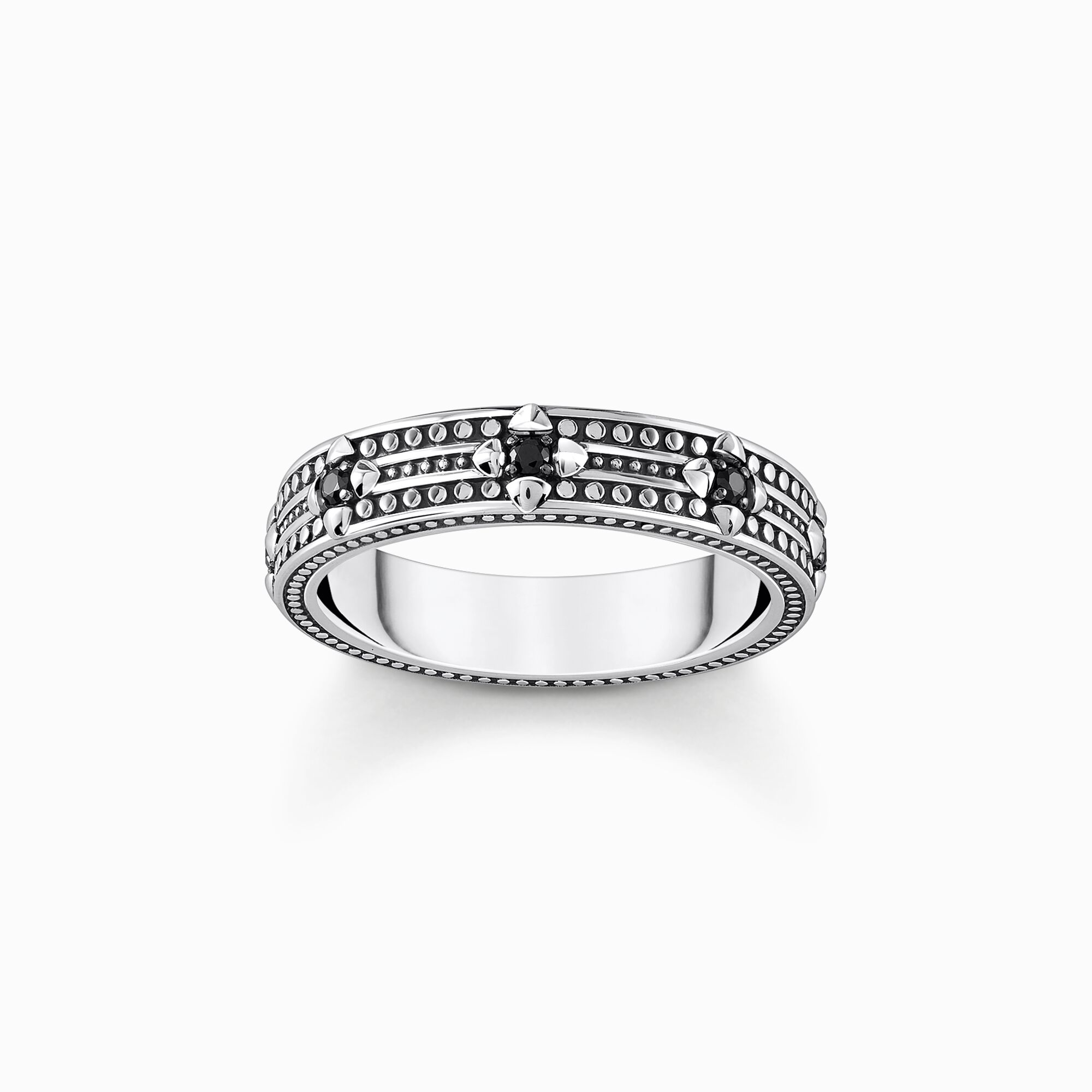 Silver blackened band ring with black zirconia from the  collection in the THOMAS SABO online store