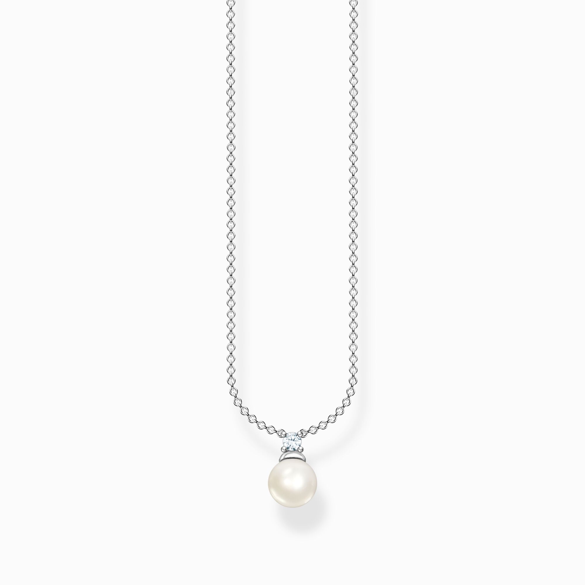 Silver necklace | and SABO pearl zirconia with THOMAS stone