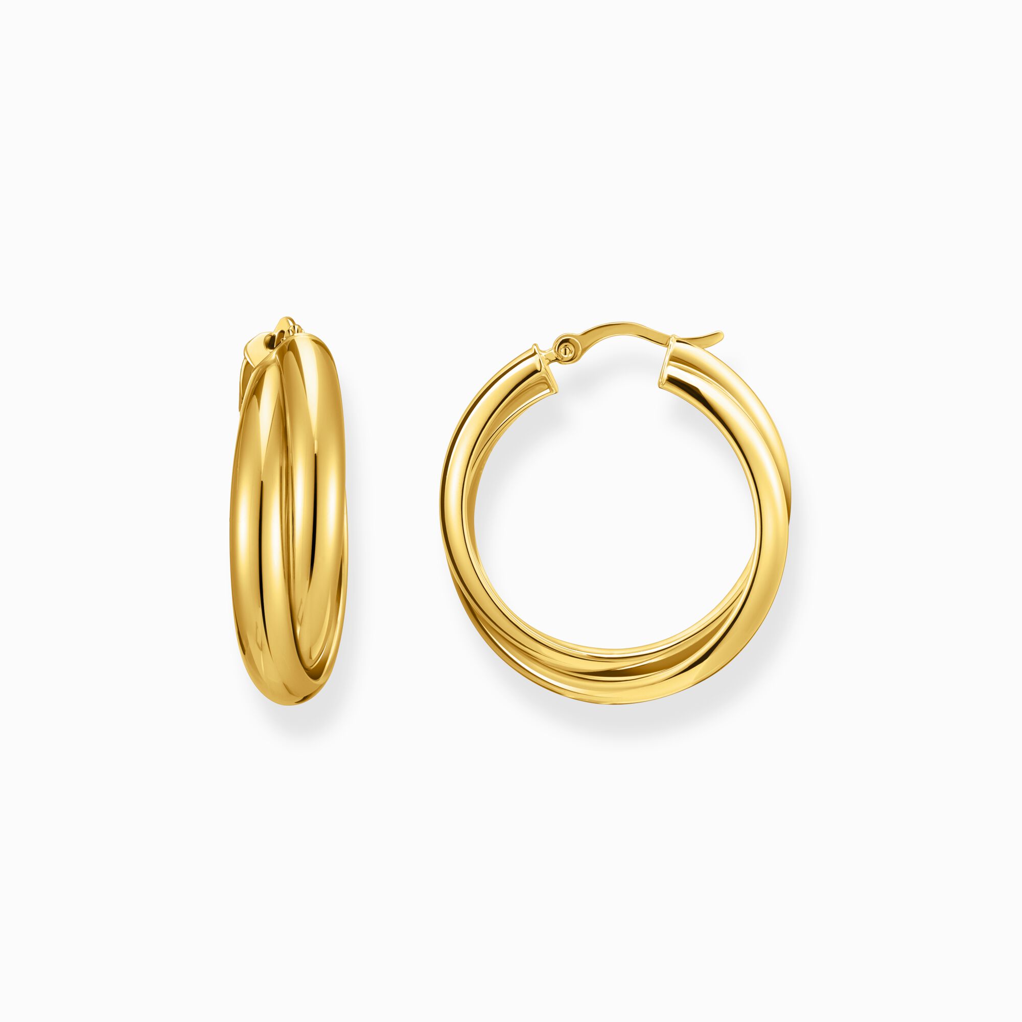 Big gold-plated hoop earrings intertwined design from the  collection in the THOMAS SABO online store