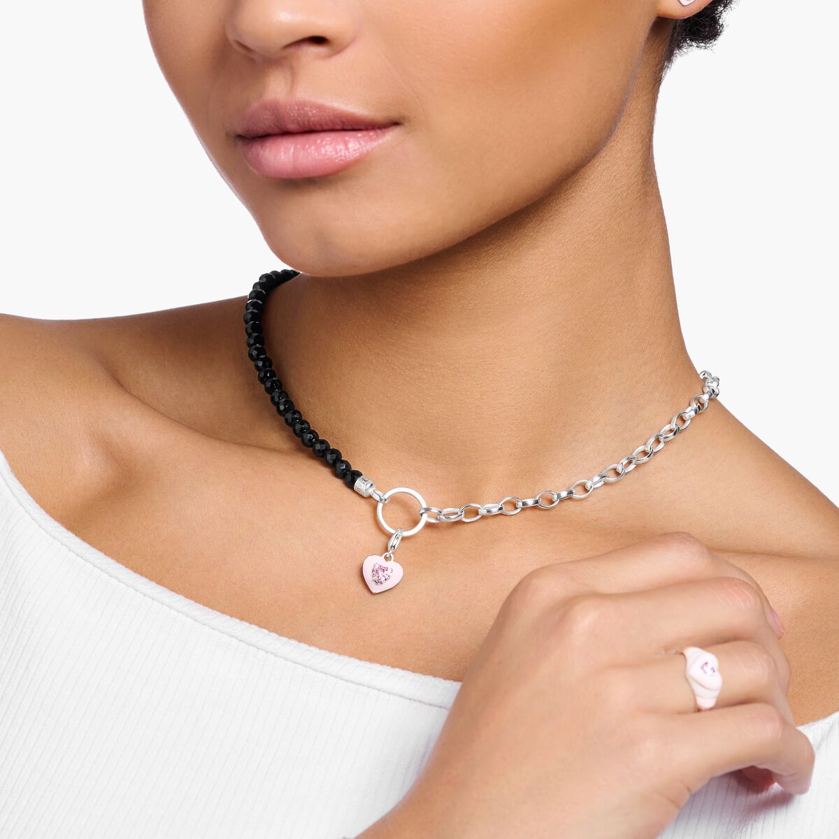 Charm necklace, onyx beads & SABO silver THOMAS 