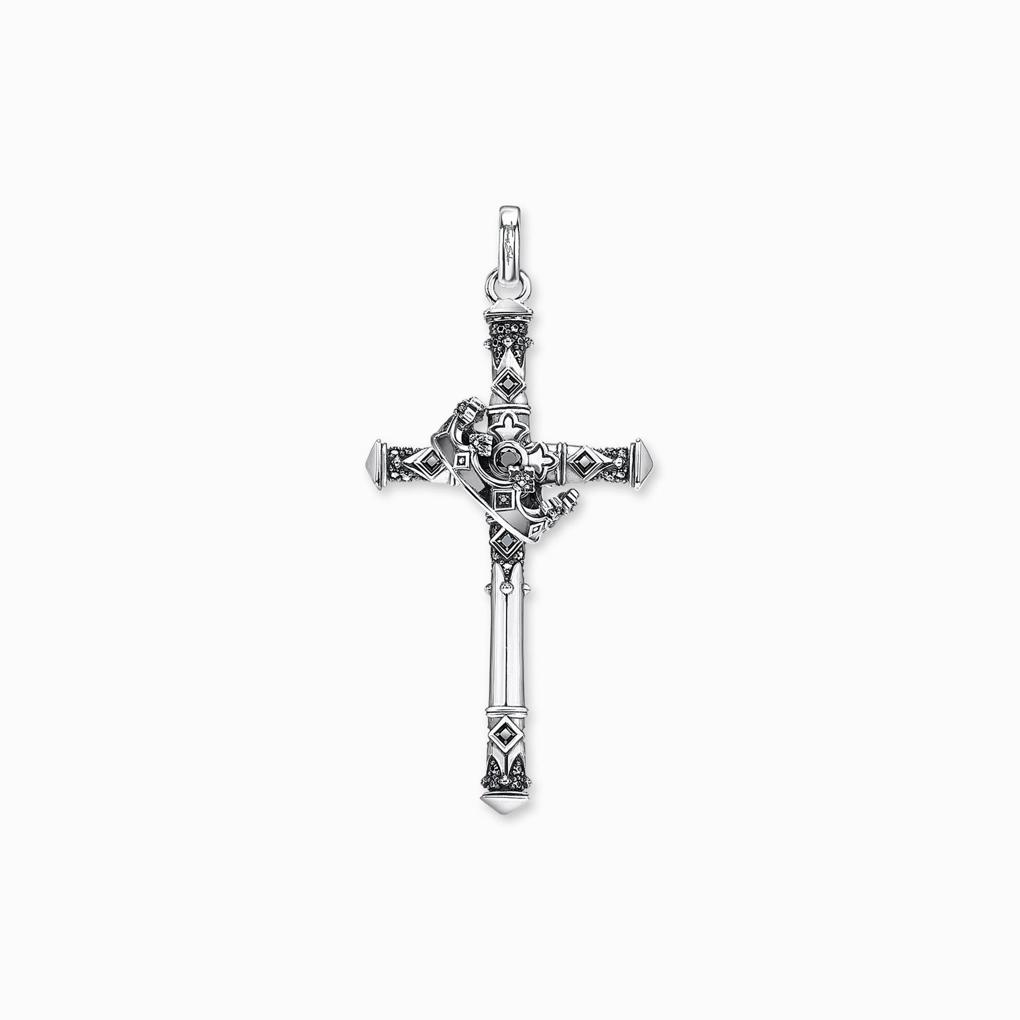 Kettenanhänger Kreuz & SABO – Silber Krone: geschwärztes THOMAS