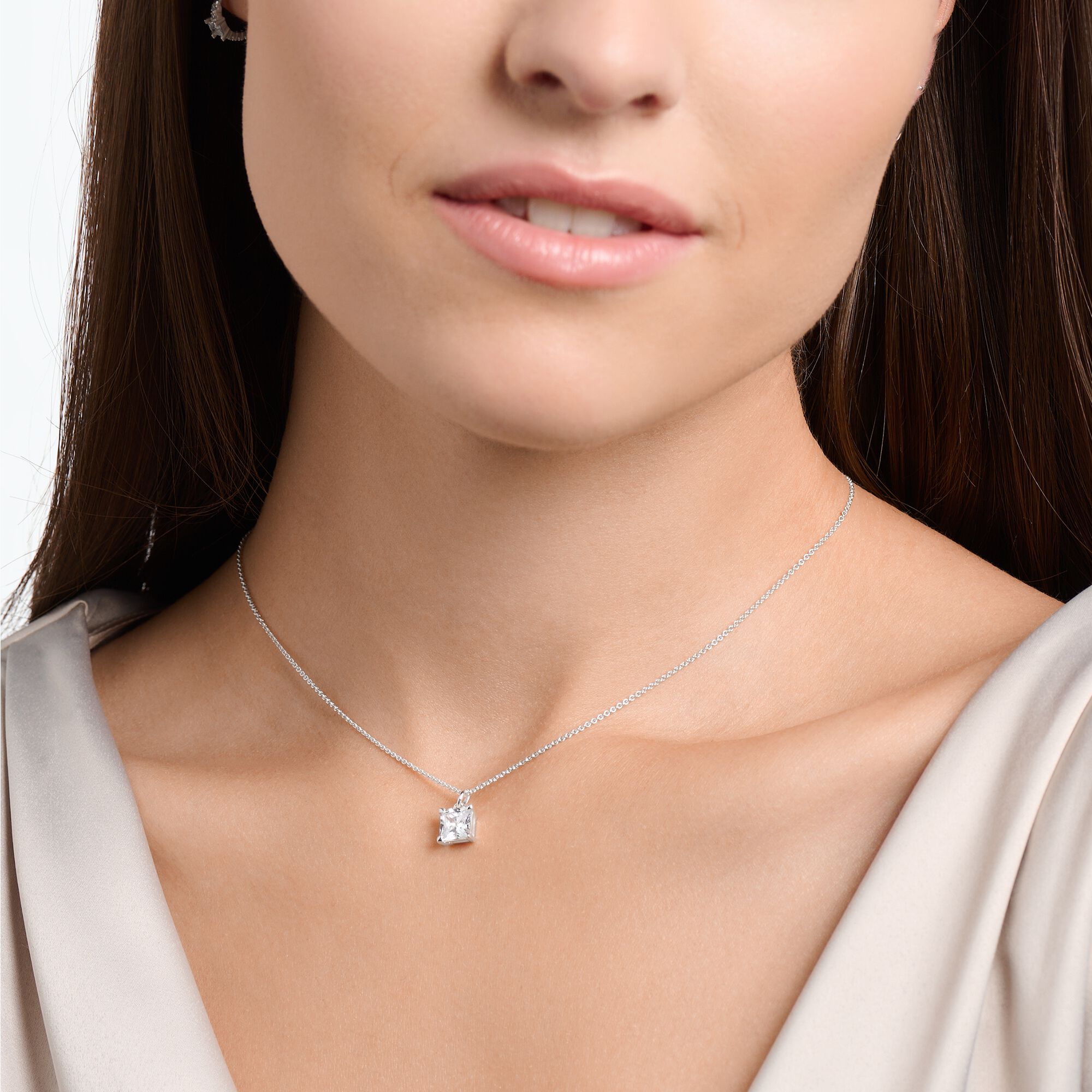 Necklace with pendant: & silver stone SABO Zirconia THOMAS –