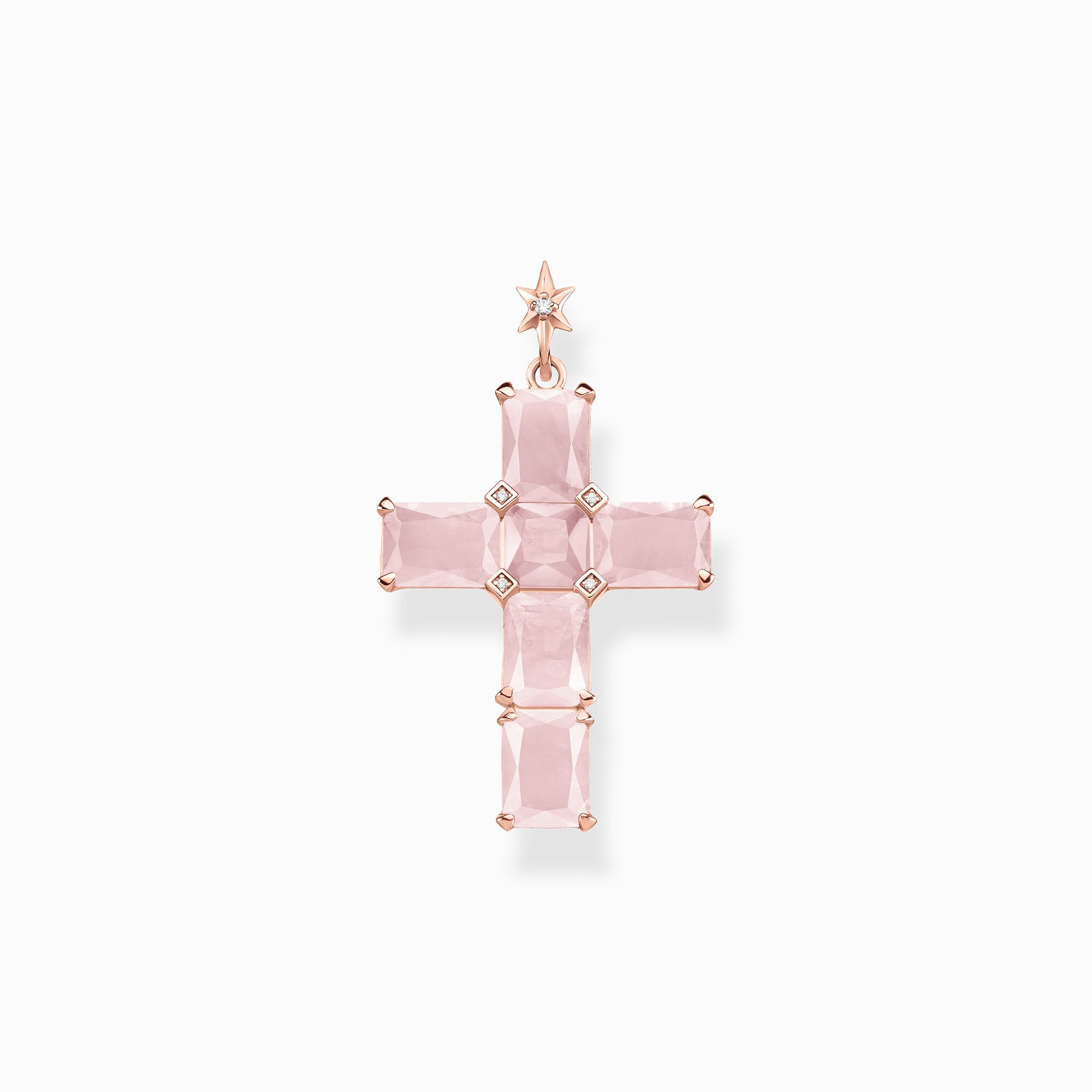 SABO Steine – THOMAS mit Stern Kreuz-Anhänger rosa