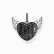 Silver blackened heart pendant with wings and black zirconia from the  collection in the THOMAS SABO online store