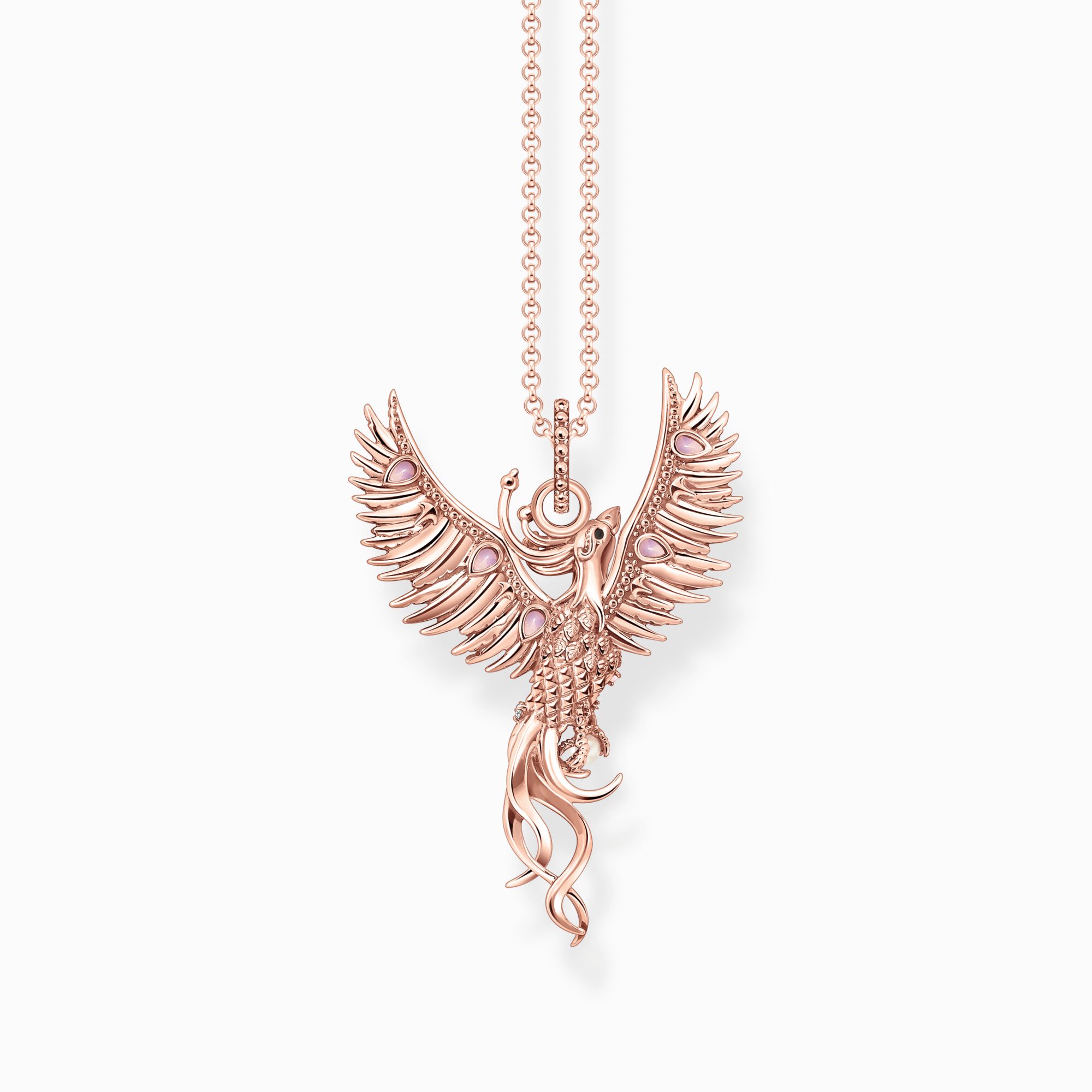 stones necklace pendant Phoenix with SABO plated Rose-gold various and THOMAS |
