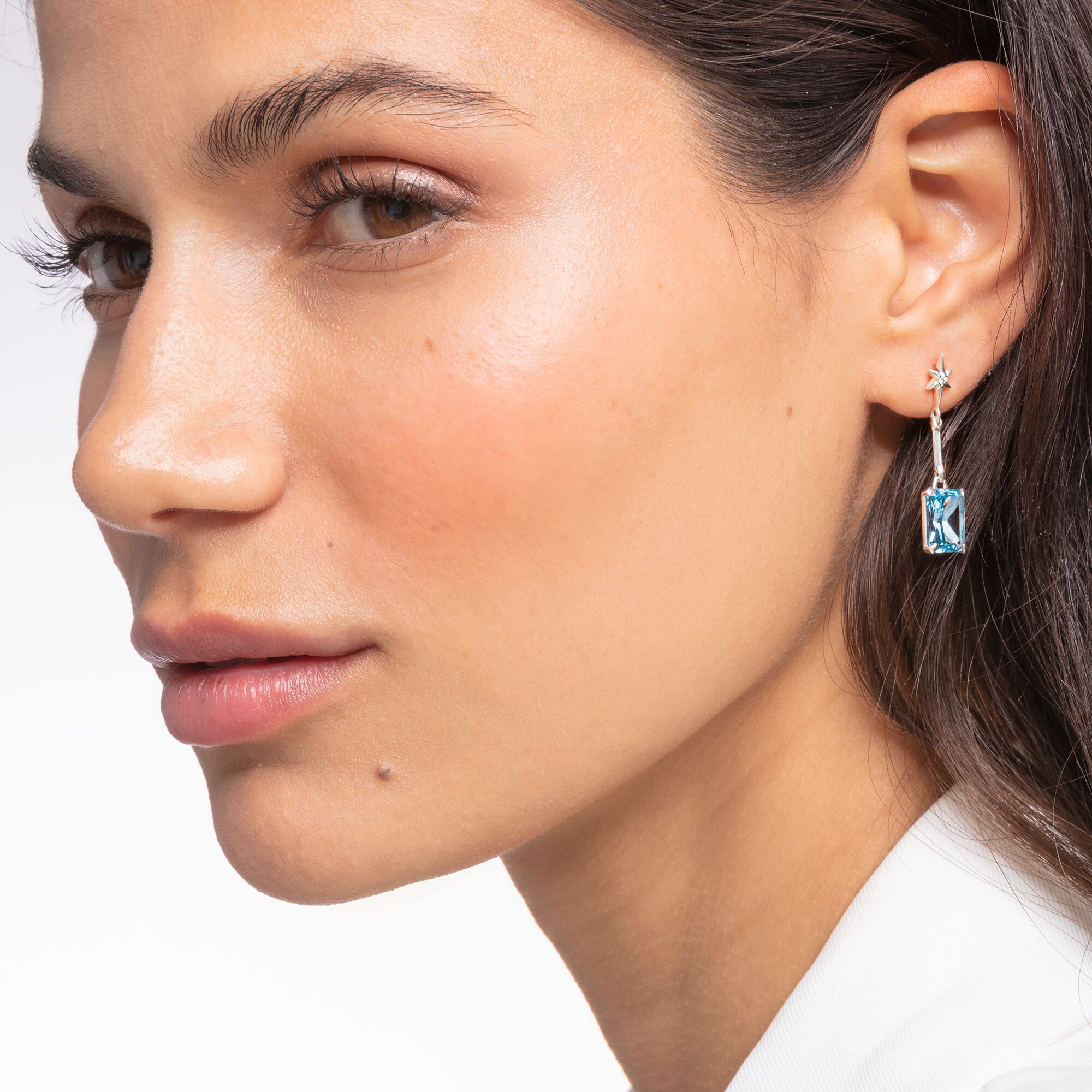star aquamarine-coloured stone | SABO silver Earrings THOMAS and with