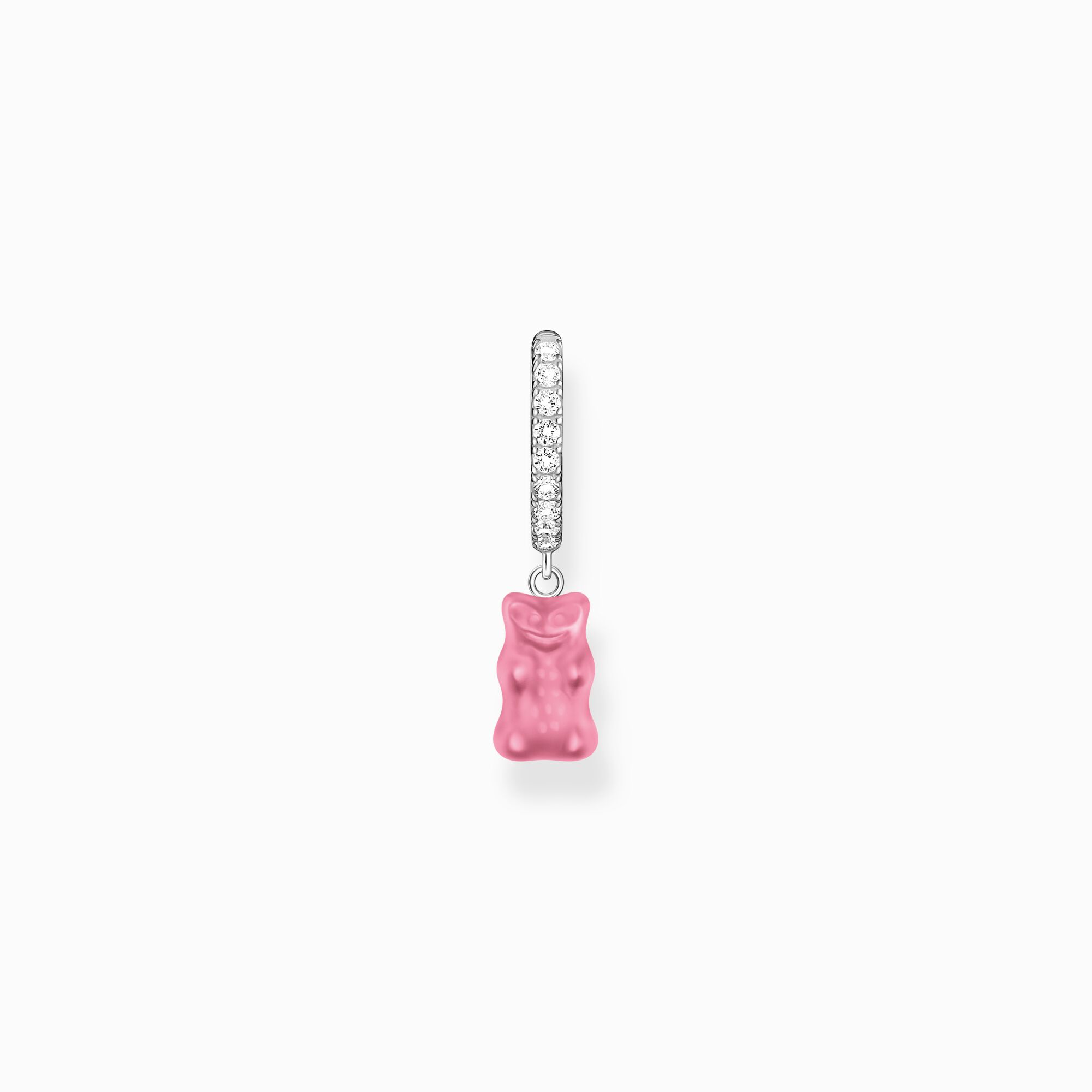 Silver single hoop earring with pink Goldbears pendant &amp; zirconia from the  collection in the THOMAS SABO online store