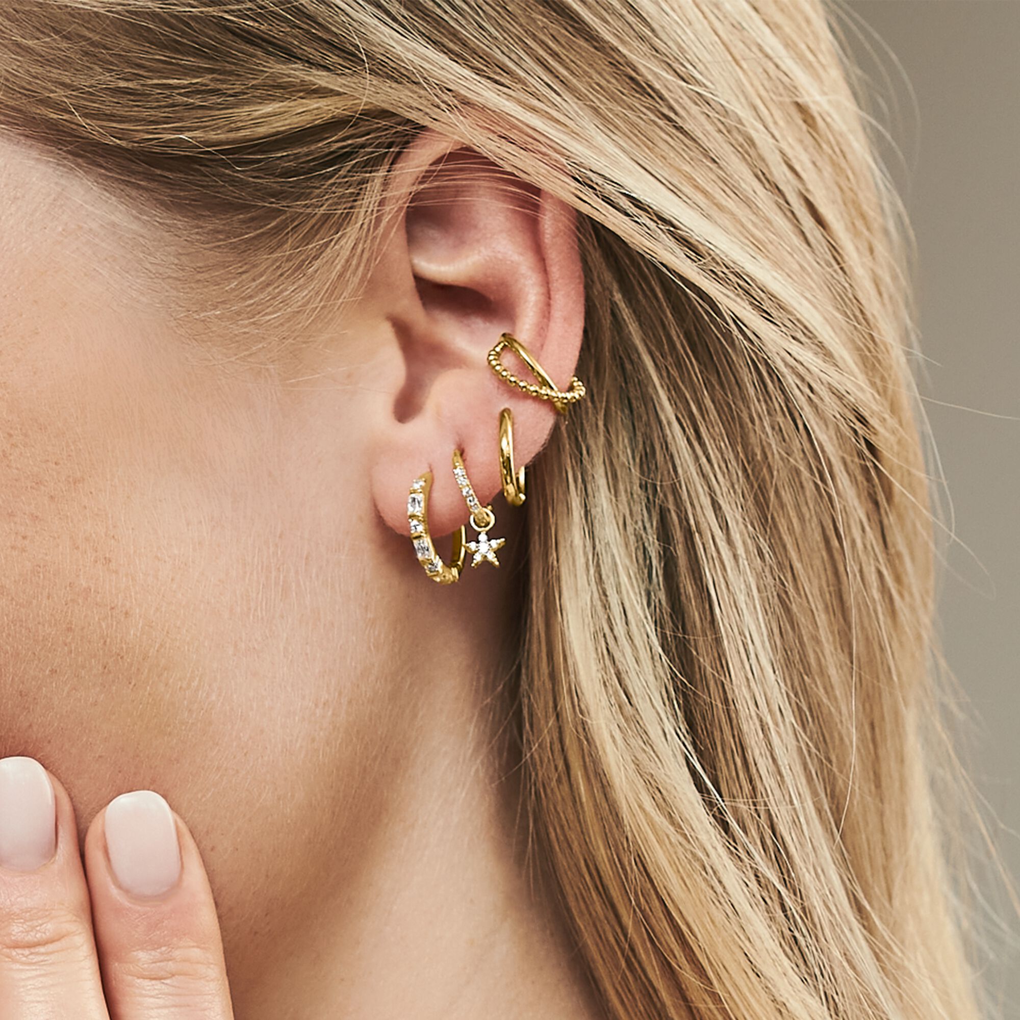 Yellow Gold Ear Cuff, Gold Earrings