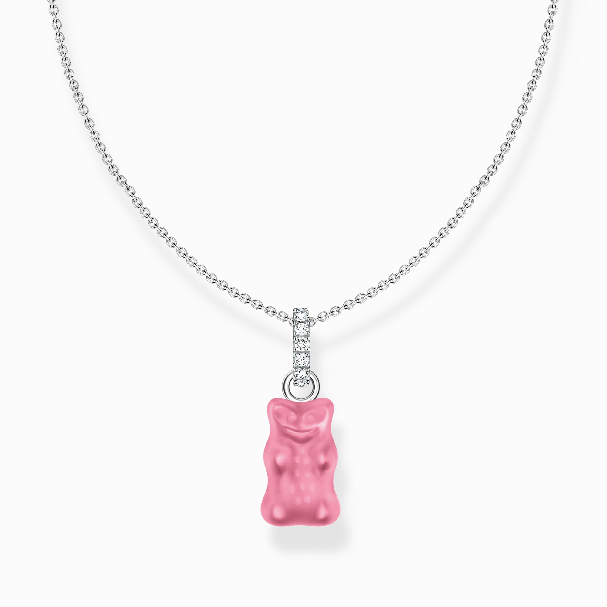 Silver necklace with pink Goldbears pendant and zirconia from the  collection in the THOMAS SABO online store