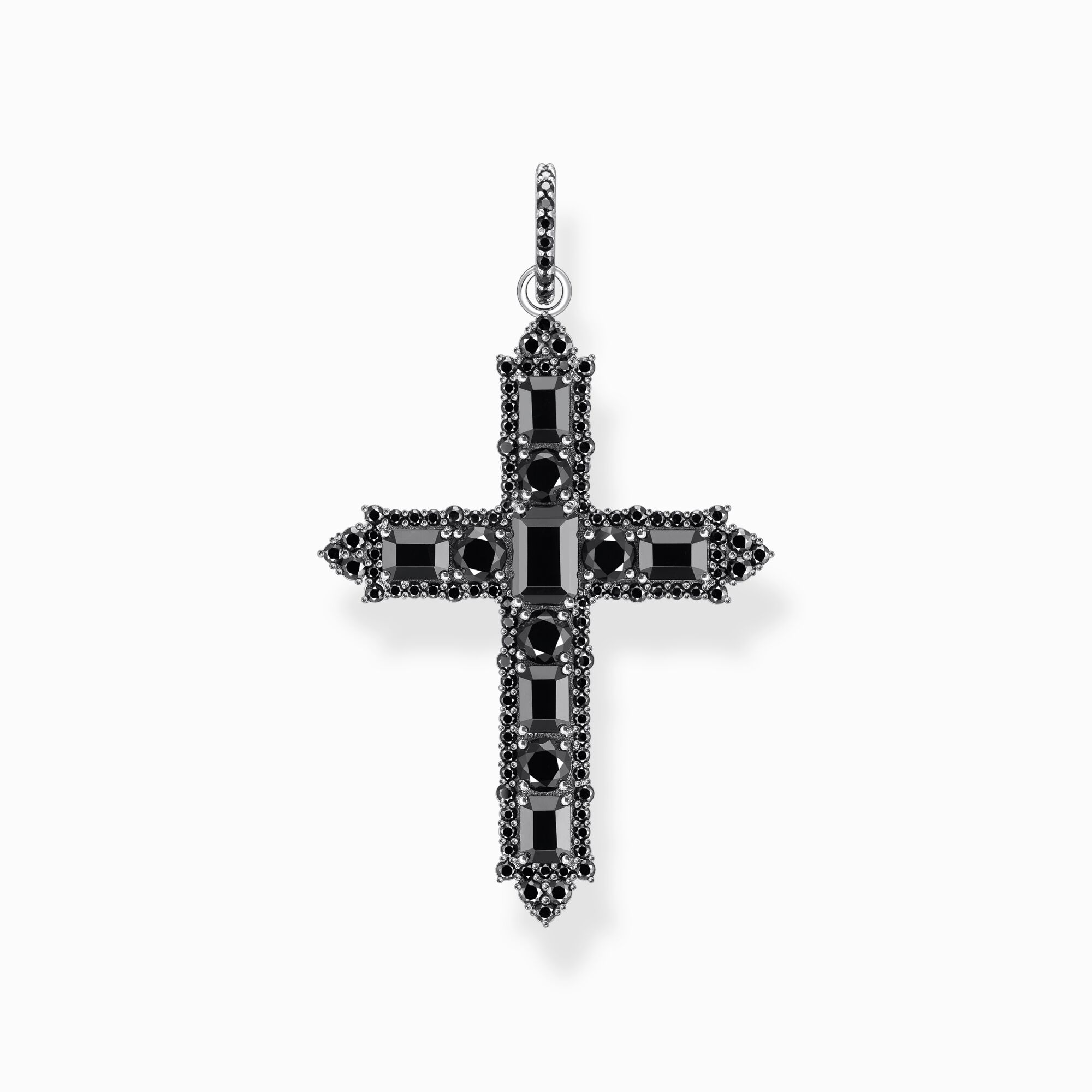 Silver blackened corss pendant with black zirconia from the  collection in the THOMAS SABO online store