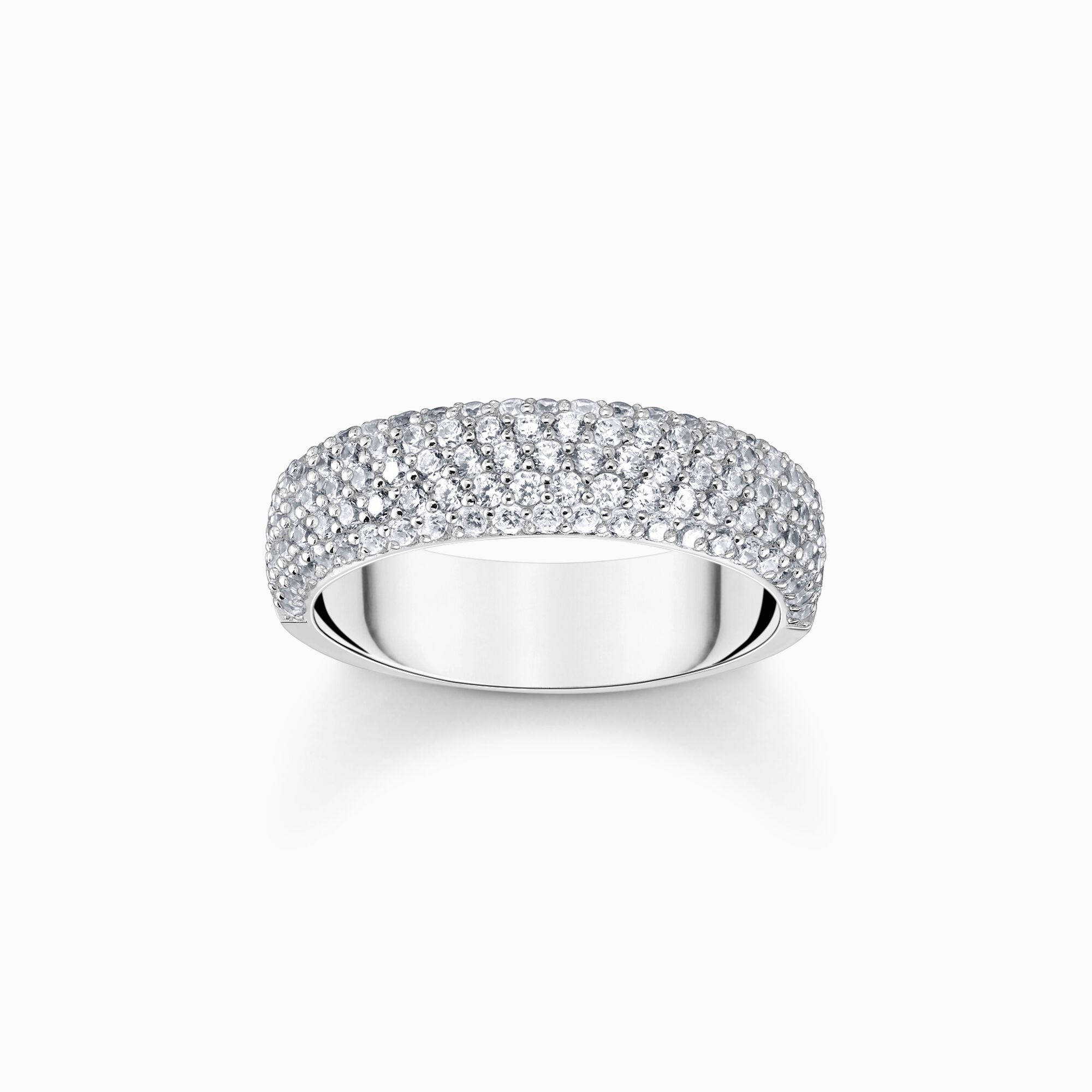 Silver band ring with white zirconia and engraving from the  collection in the THOMAS SABO online store