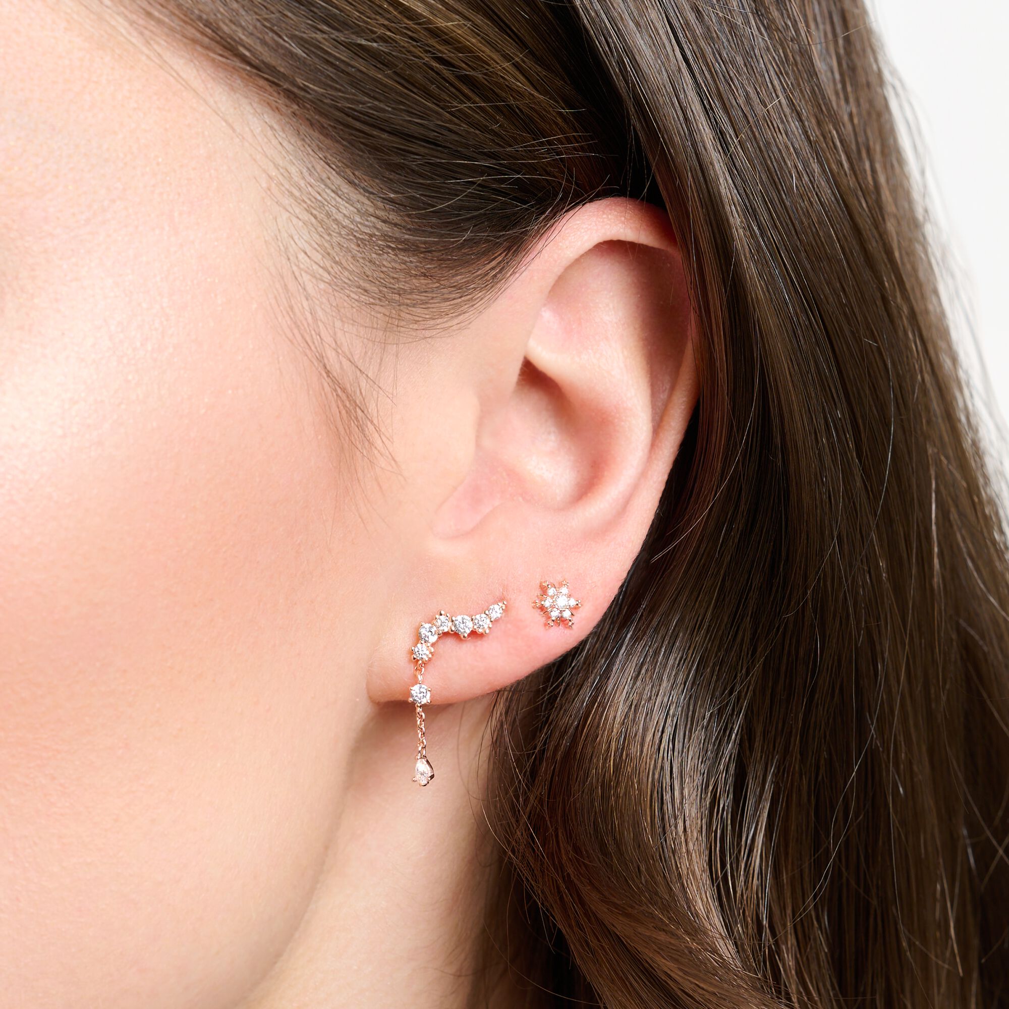 Single stud earring: SABO plating rosé snowflake, THOMAS 