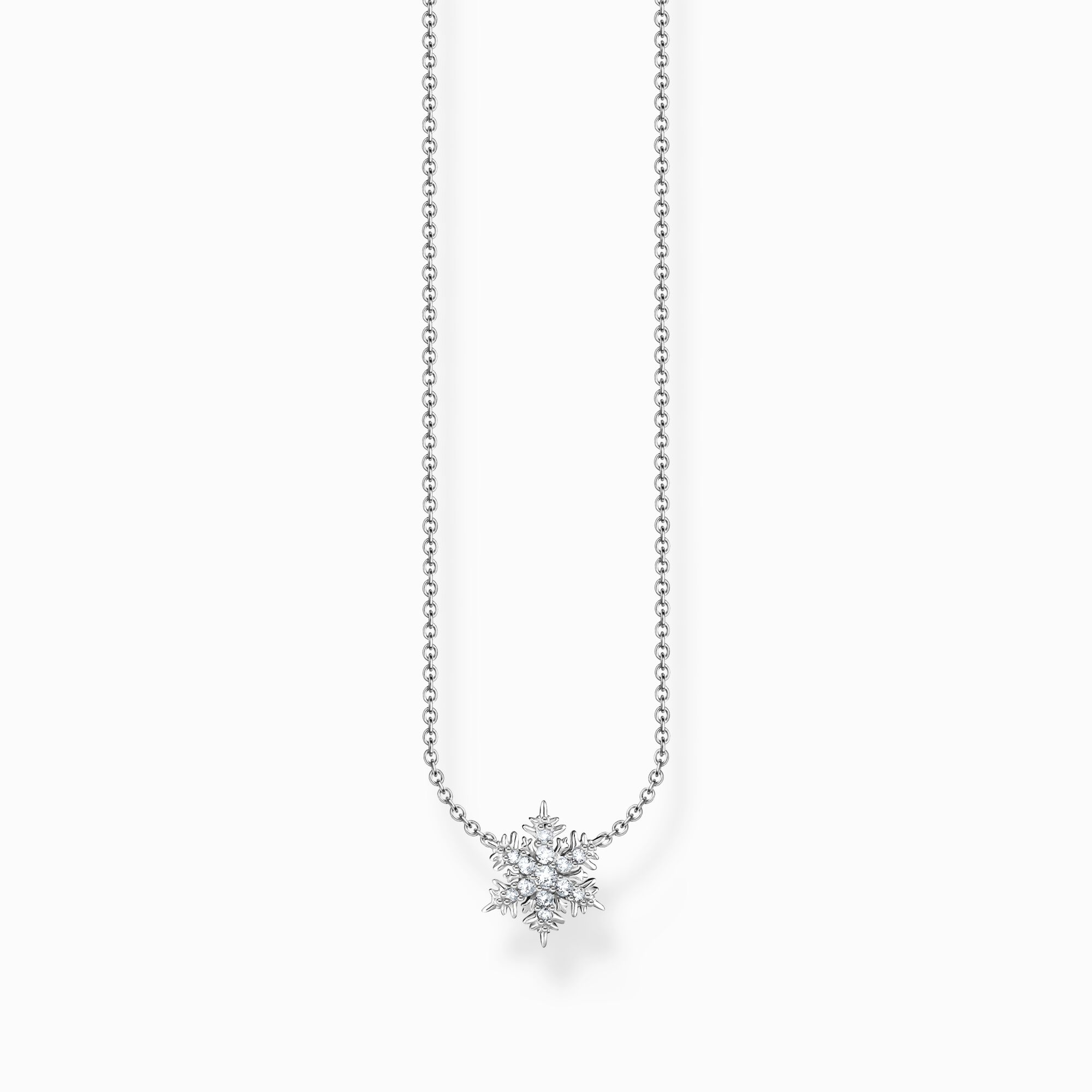 Silver necklace with snowflake pendant and white zirconia from the Charming Collection collection in the THOMAS SABO online store