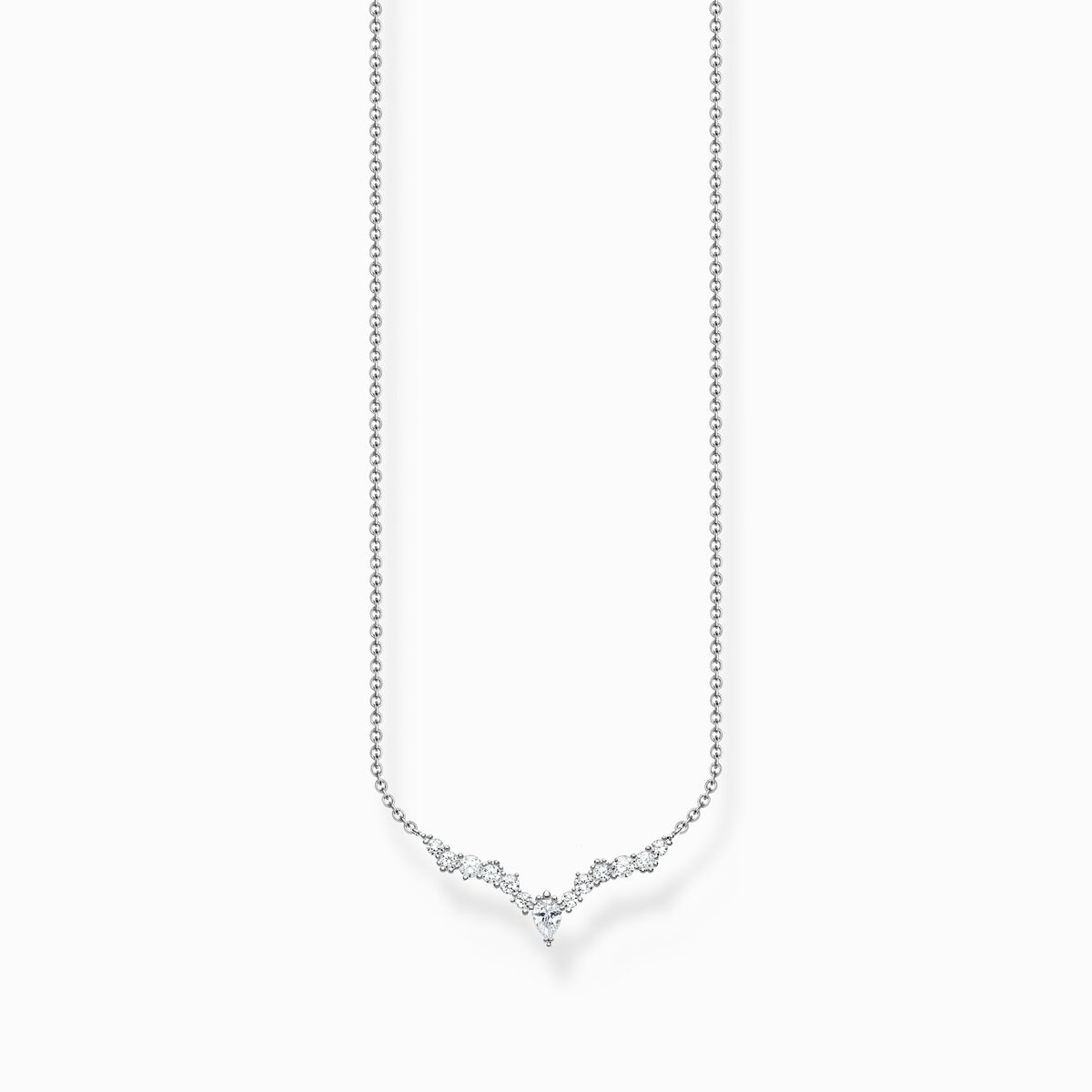 Halskette mit weißen Zirkonia-Steinen, Silber | SABO THOMAS