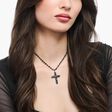 Silver necklace with cross pendant and black zirconia from the  collection in the THOMAS SABO online store