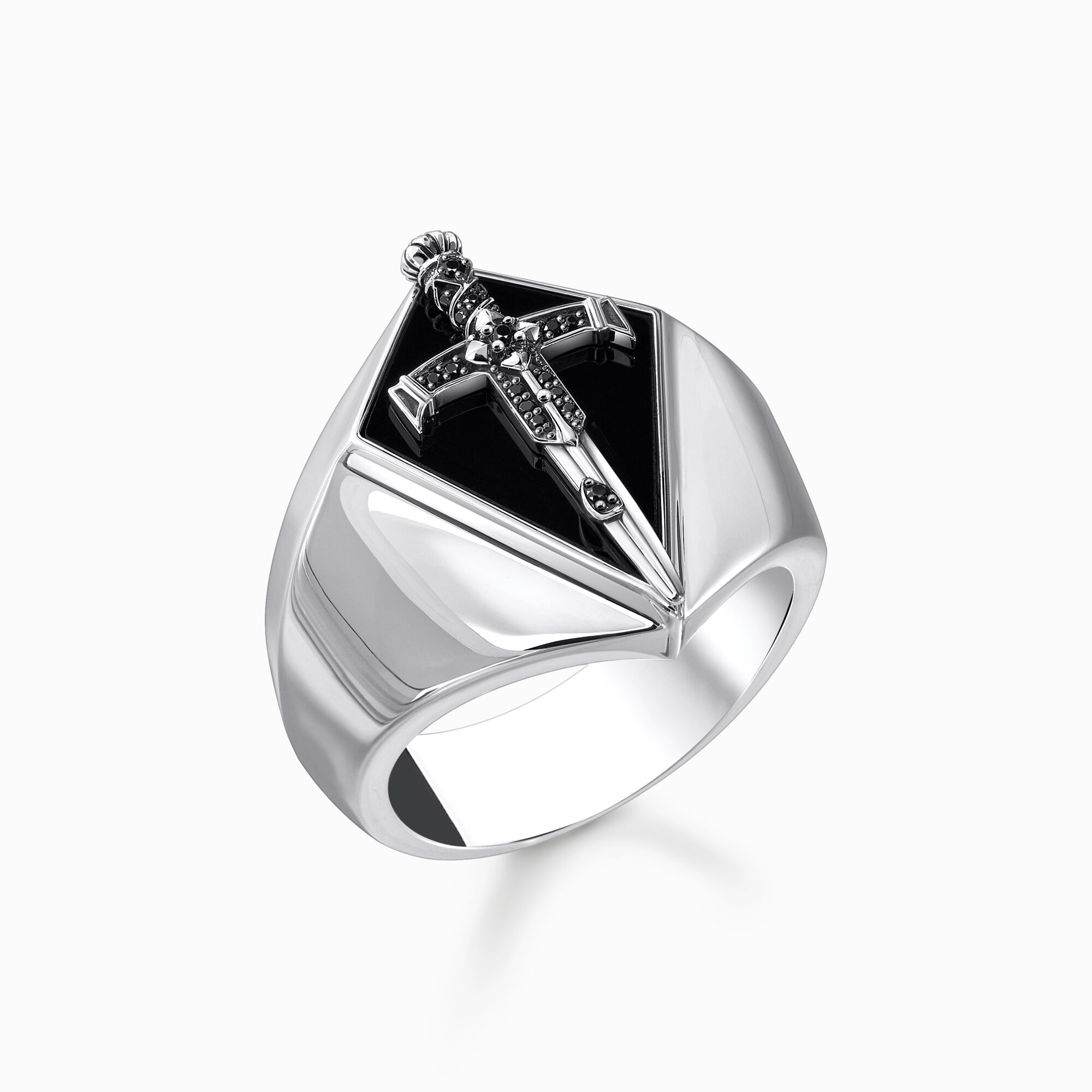 Silver blackened signet ring with black zirconia from the  collection in the THOMAS SABO online store