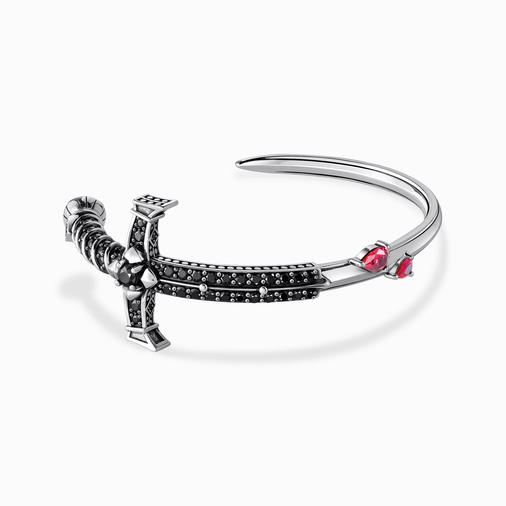 Silver blackened bangle with black and red stones from the  collection in the THOMAS SABO online store