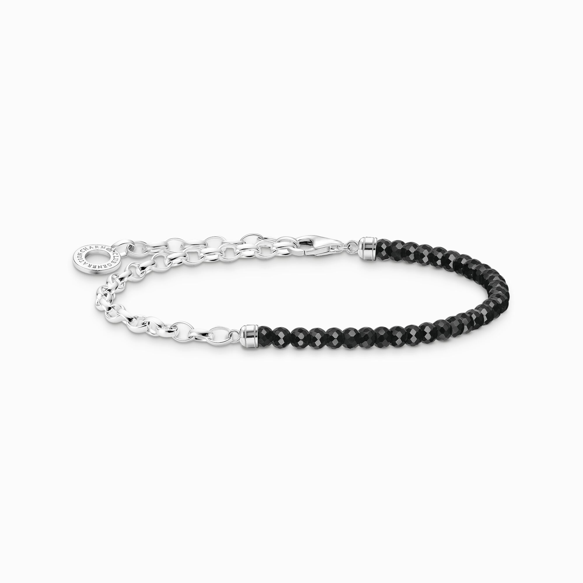 Charm bracelet with black beads | THOMAS onyx silver SABO