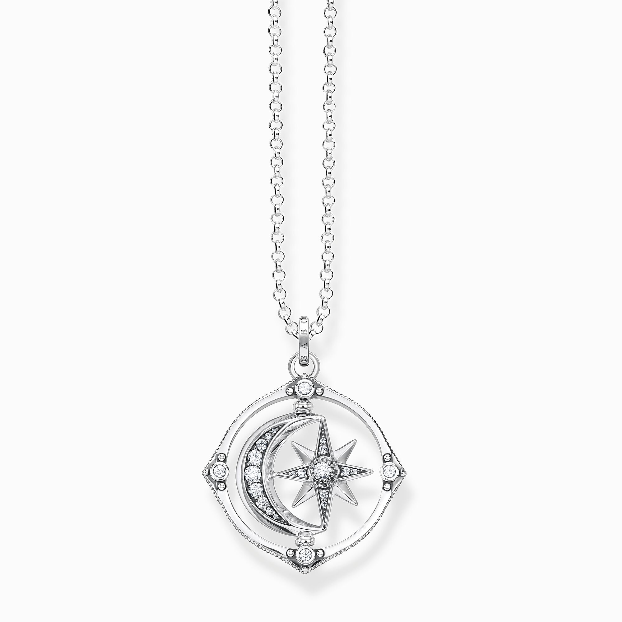 Mond-Stern-Kompass, Silber Kette Anhänger SABO THOMAS – mit