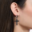 Silver blackened cross single hoop earring with black zirconia from the  collection in the THOMAS SABO online store