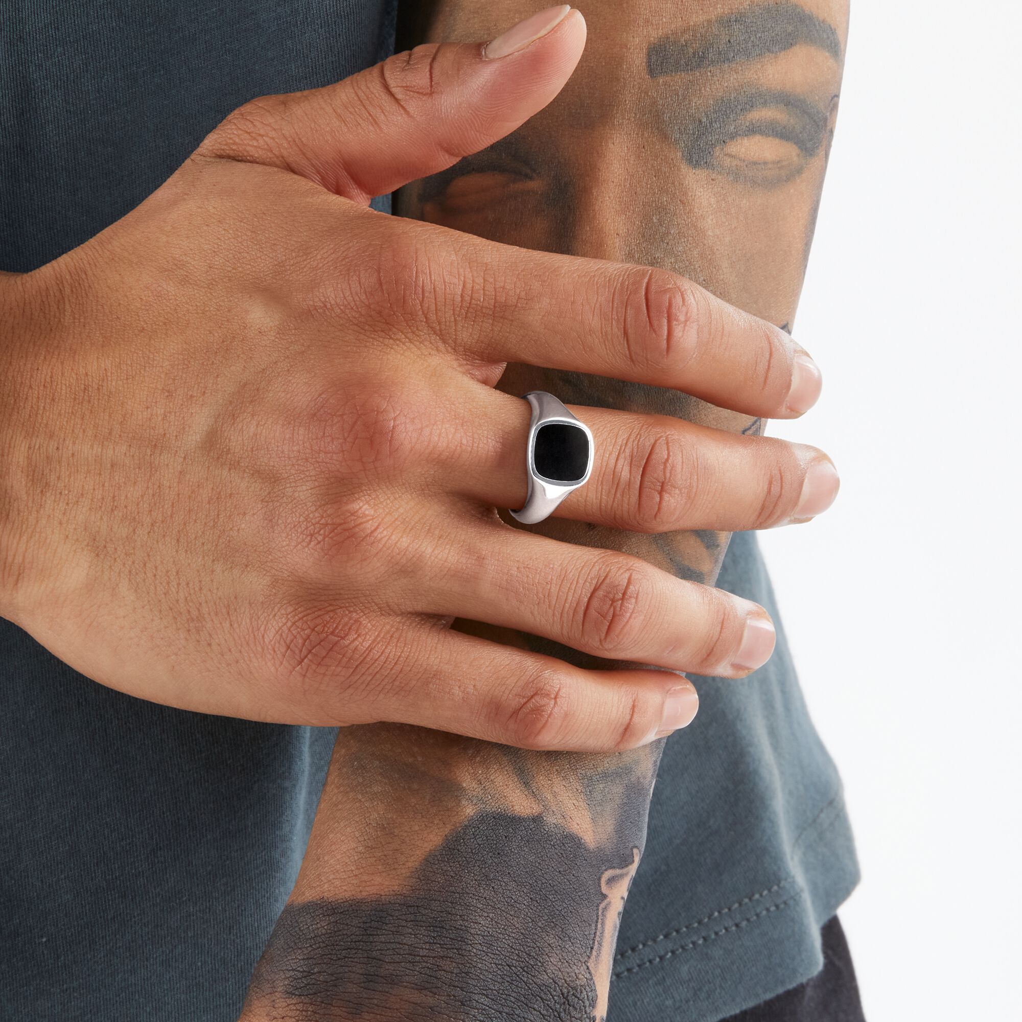 onyx for SABO silver men ring | in Signet with THOMAS