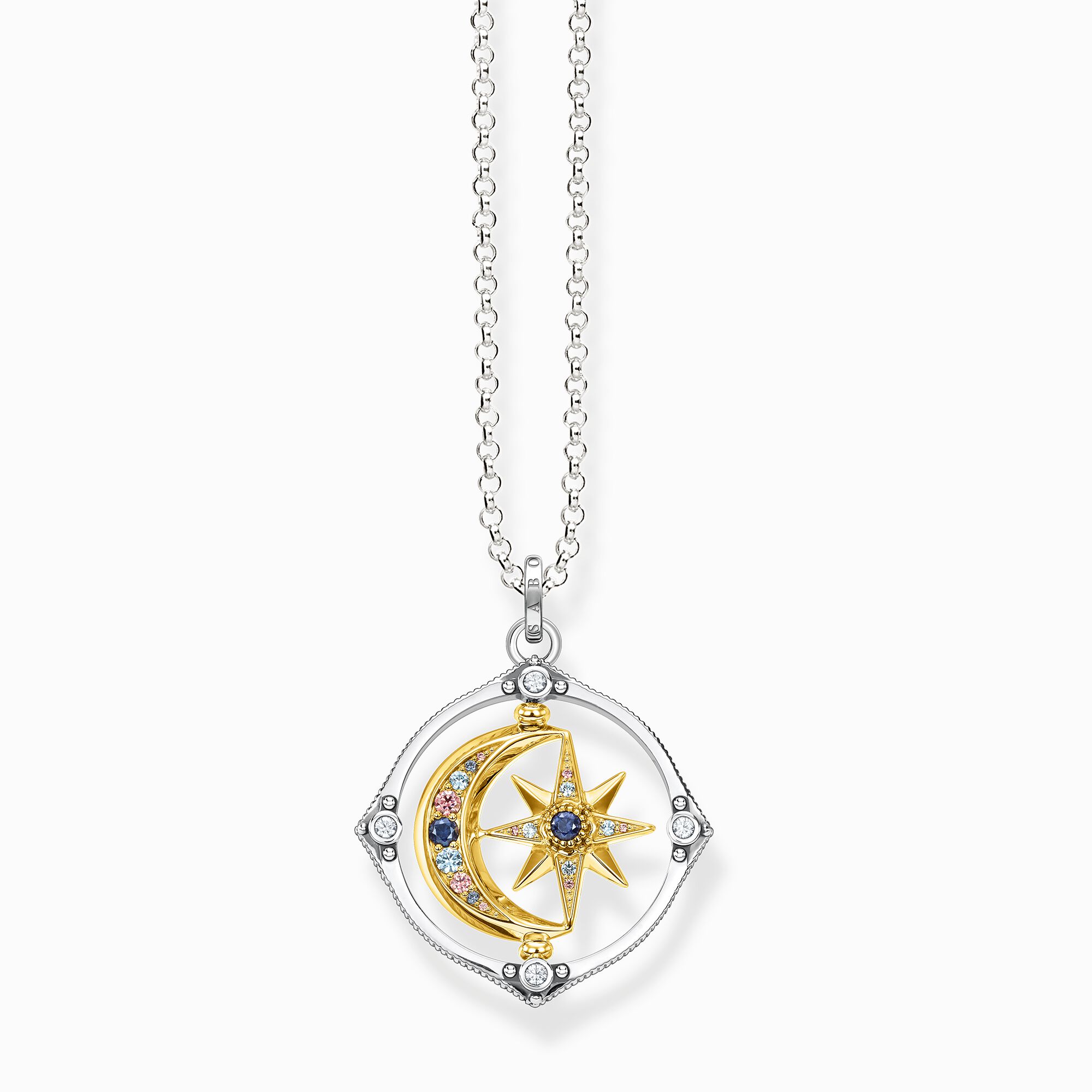 Kette mit Anhänger Mond-Stern-Kompass, SABO – THOMAS Gold