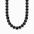 Silver necklace made of matte obsidian and engraved beads from the  collection in the THOMAS SABO online store