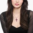 Silver blackened cross pendant with ruby red stones from the  collection in the THOMAS SABO online store