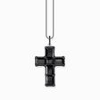 Silver blackened cross pendant with black zirconia from the  collection in the THOMAS SABO online store