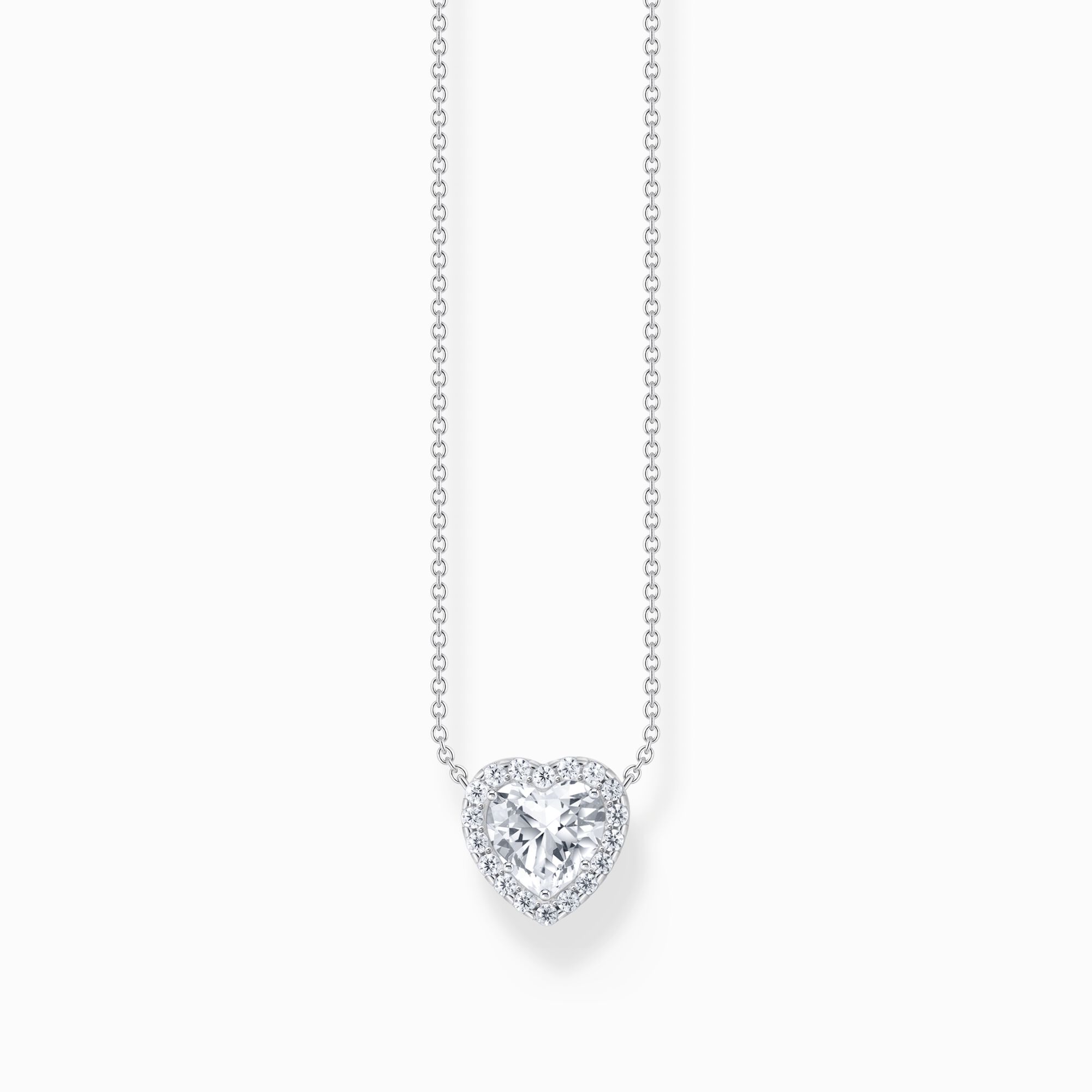 Silver necklace with heart-shaped halo pendant from the  collection in the THOMAS SABO online store