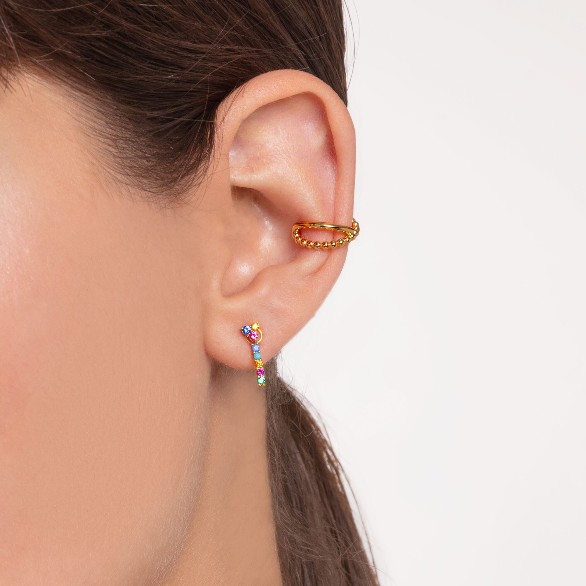 Ear cuff: Piercing-style in gold with THOMAS optic SABO