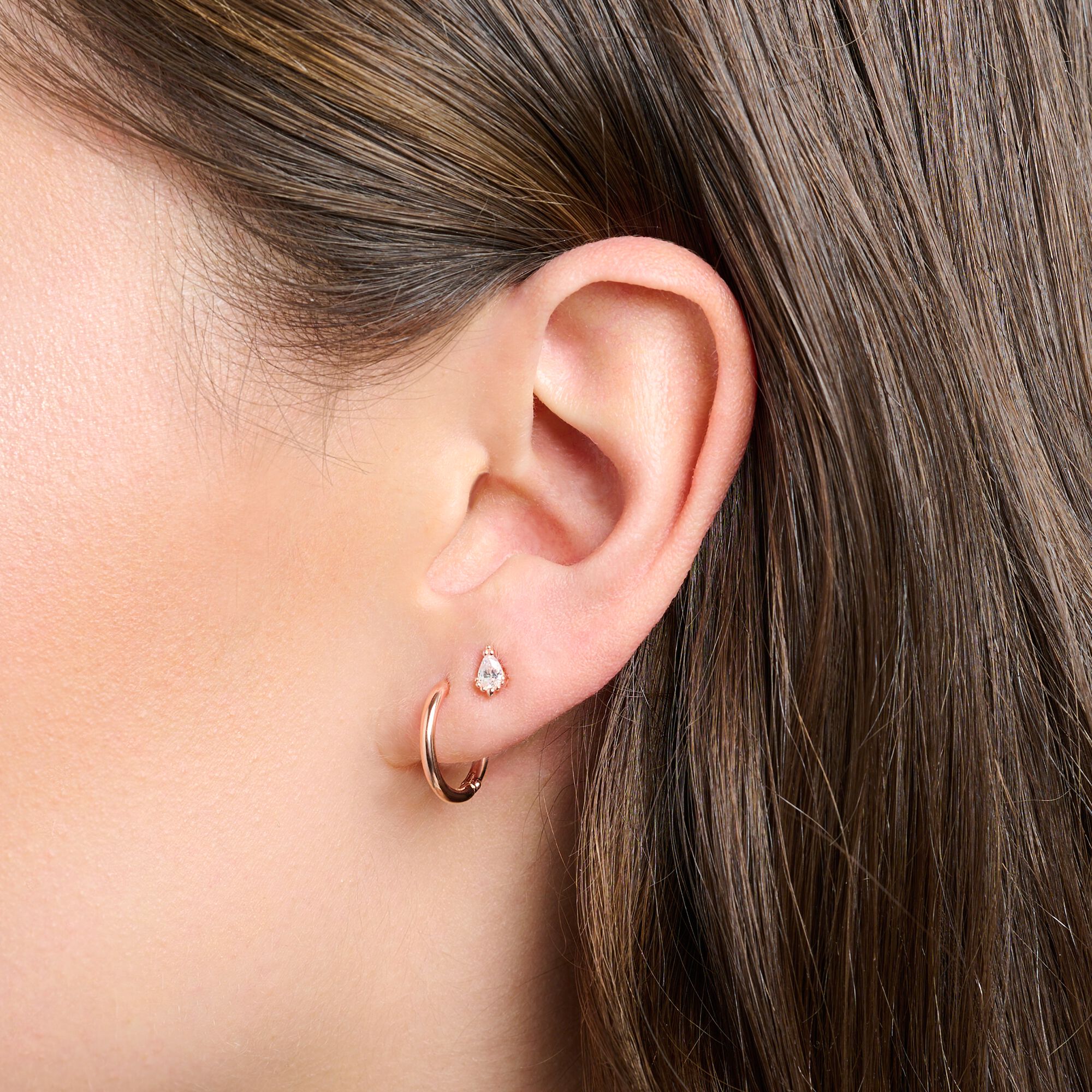 Single stud earring: drop-cut zirconia, rosé | SABO THOMAS