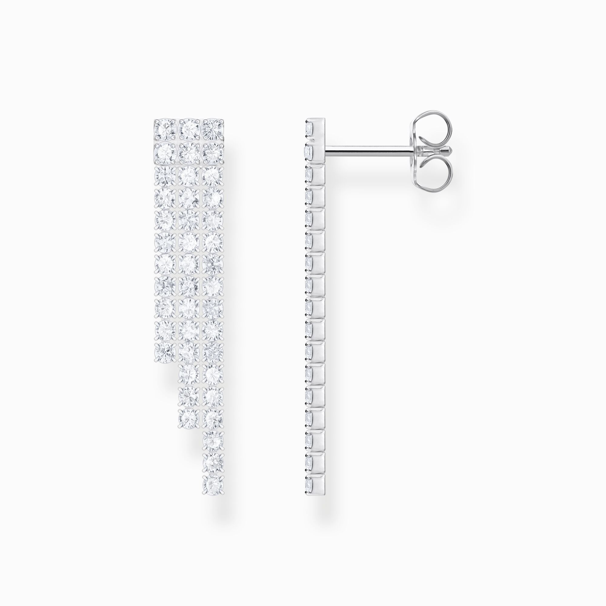 Silver earrings in waterfall design with white zirconia from the  collection in the THOMAS SABO online store